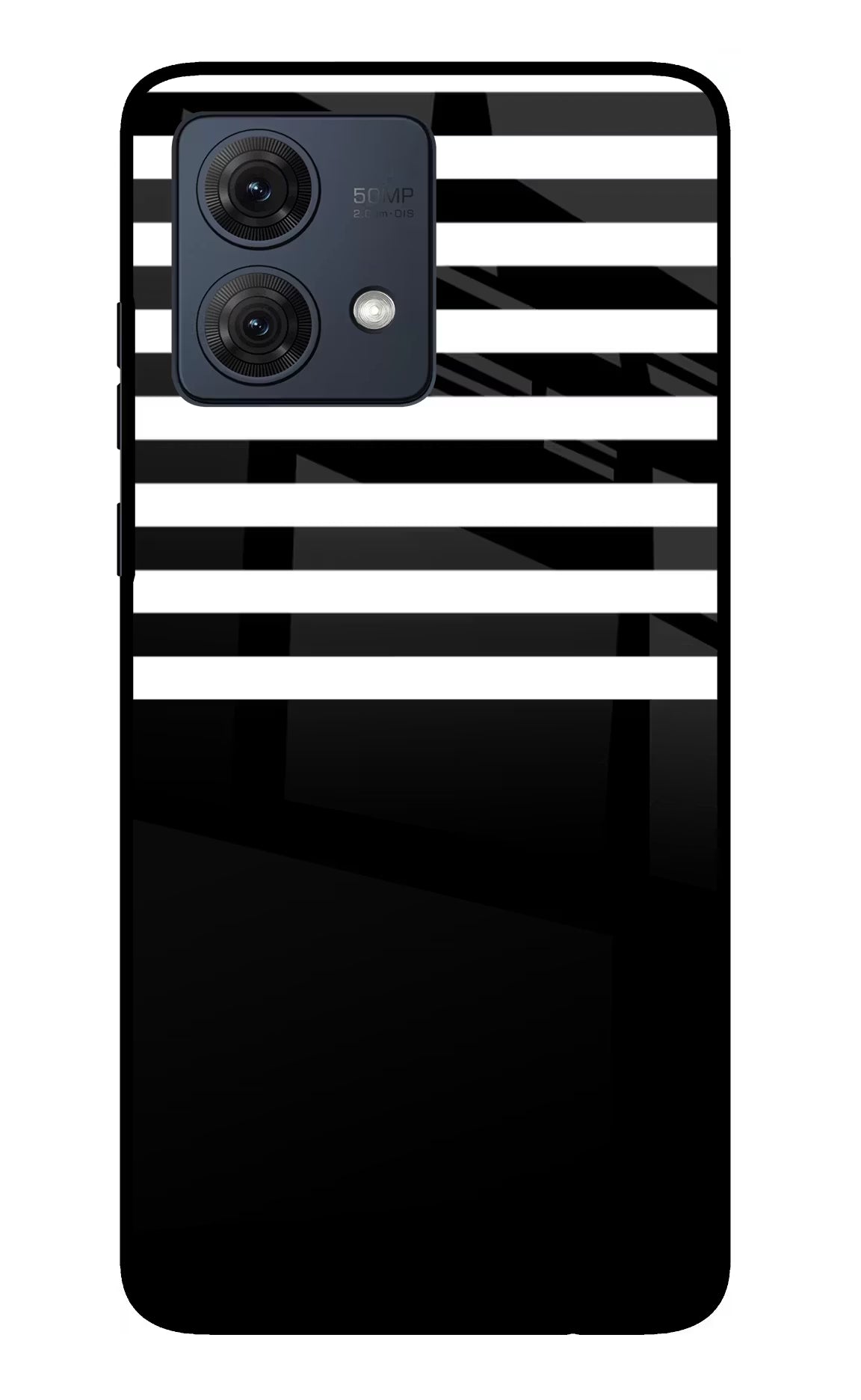 Black and White Print Moto G54 5G Glass Case Back Cover by Casekaro