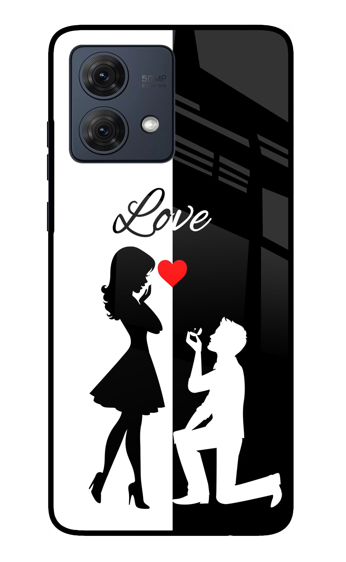 Love Propose Black And White Moto G54 5G Glass Case