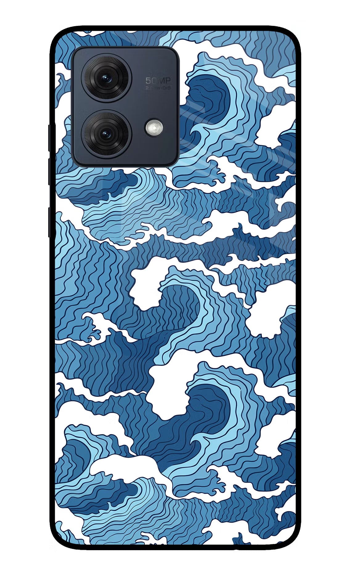 Blue Waves Moto G54 5G Glass Case Back Cover by Casekaro