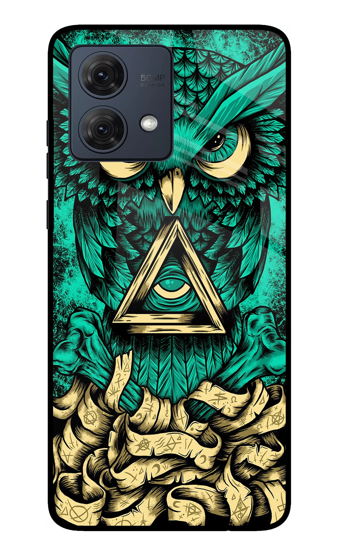 Green Owl Moto G54 5G Glass Case