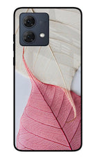 White Pink Leaf Moto G54 5G Glass Case