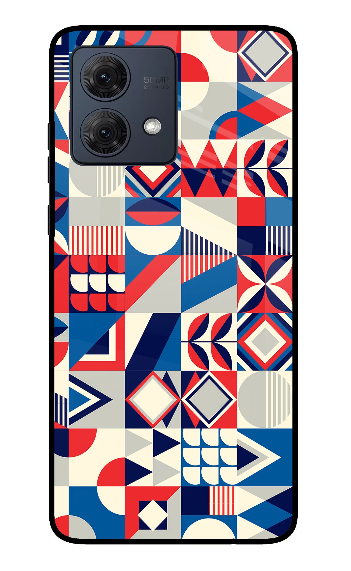 Colorful Pattern Moto G54 5G Glass Case Back Cover by Casekaro