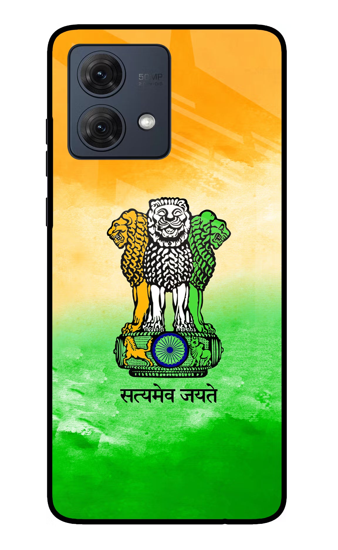 Satyamev Jayate Flag Moto G54 5G Glass Case Back Cover by Casekaro