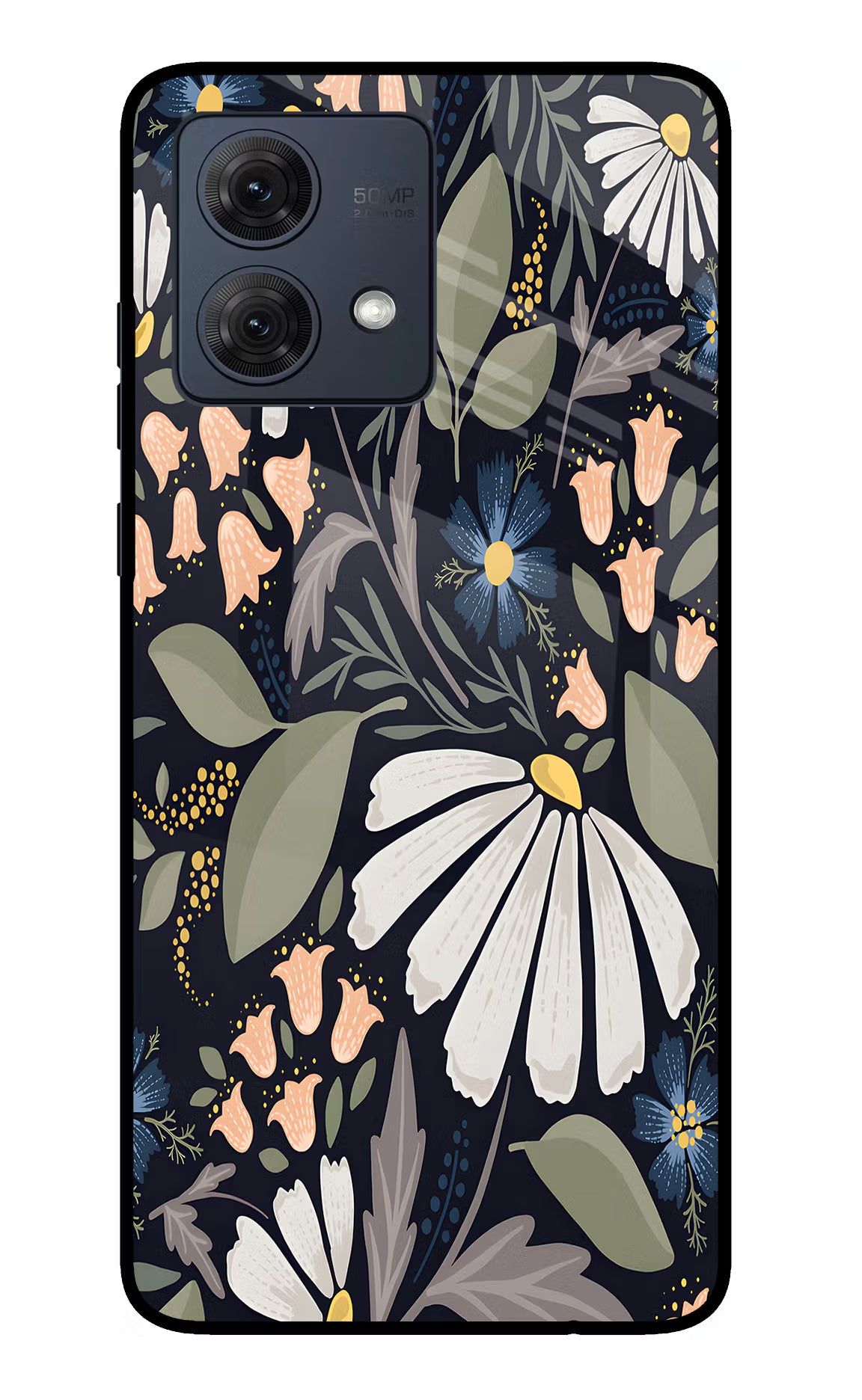 Flowers Art Moto G54 5G Glass Case Back Cover by Casekaro