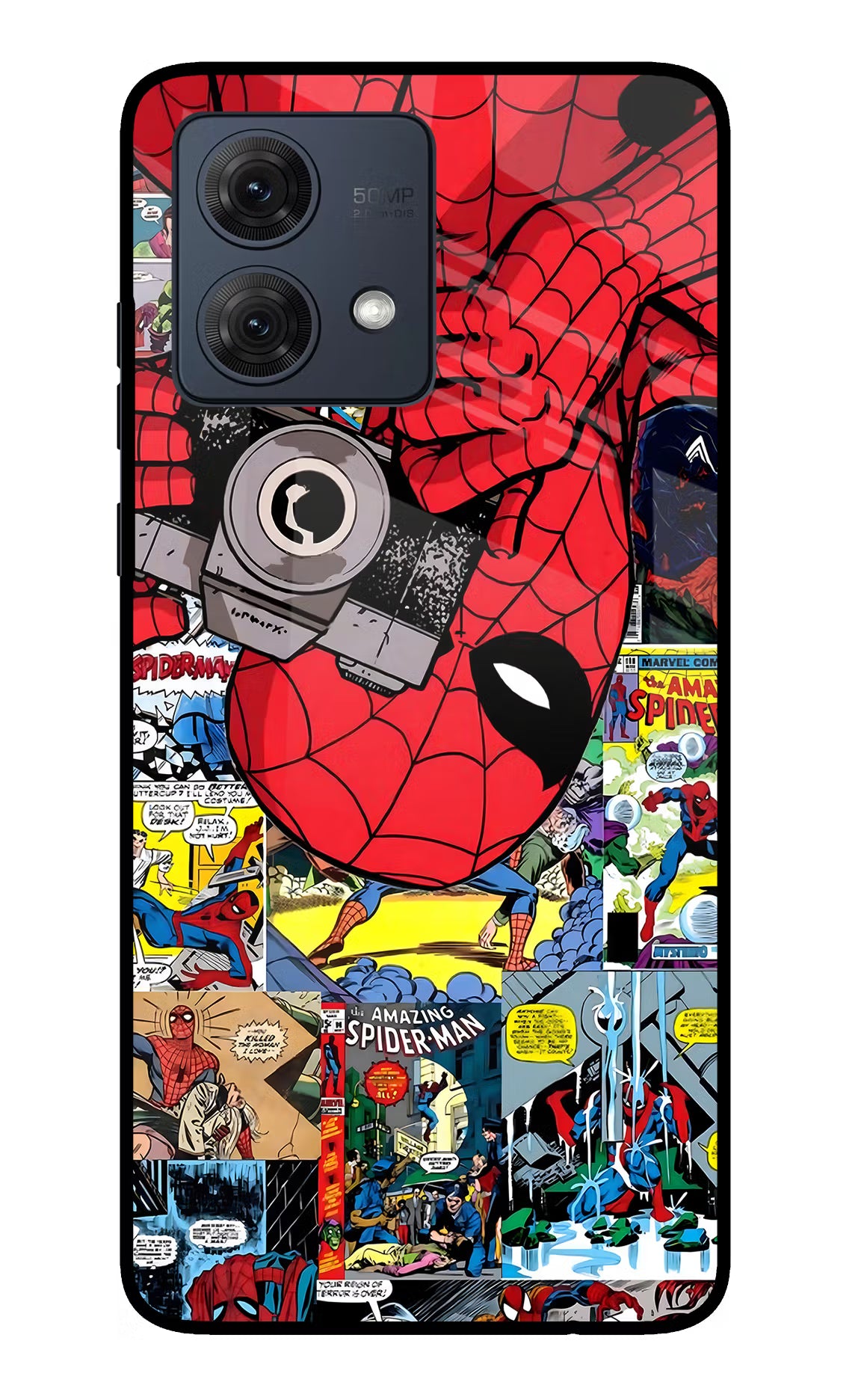 Spider Man Moto G54 5G Glass Case Back Cover by Casekaro