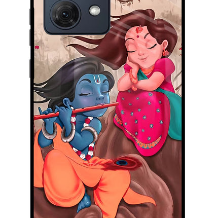 Radhe Krishna Moto G54 5G Glass Case Back Cover by Casekaro