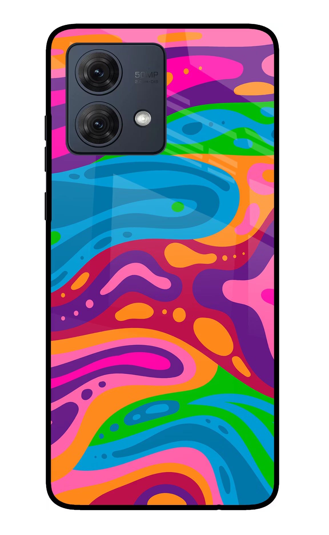 Trippy Pattern Moto G54 5G Glass Case Back Cover by Casekaro