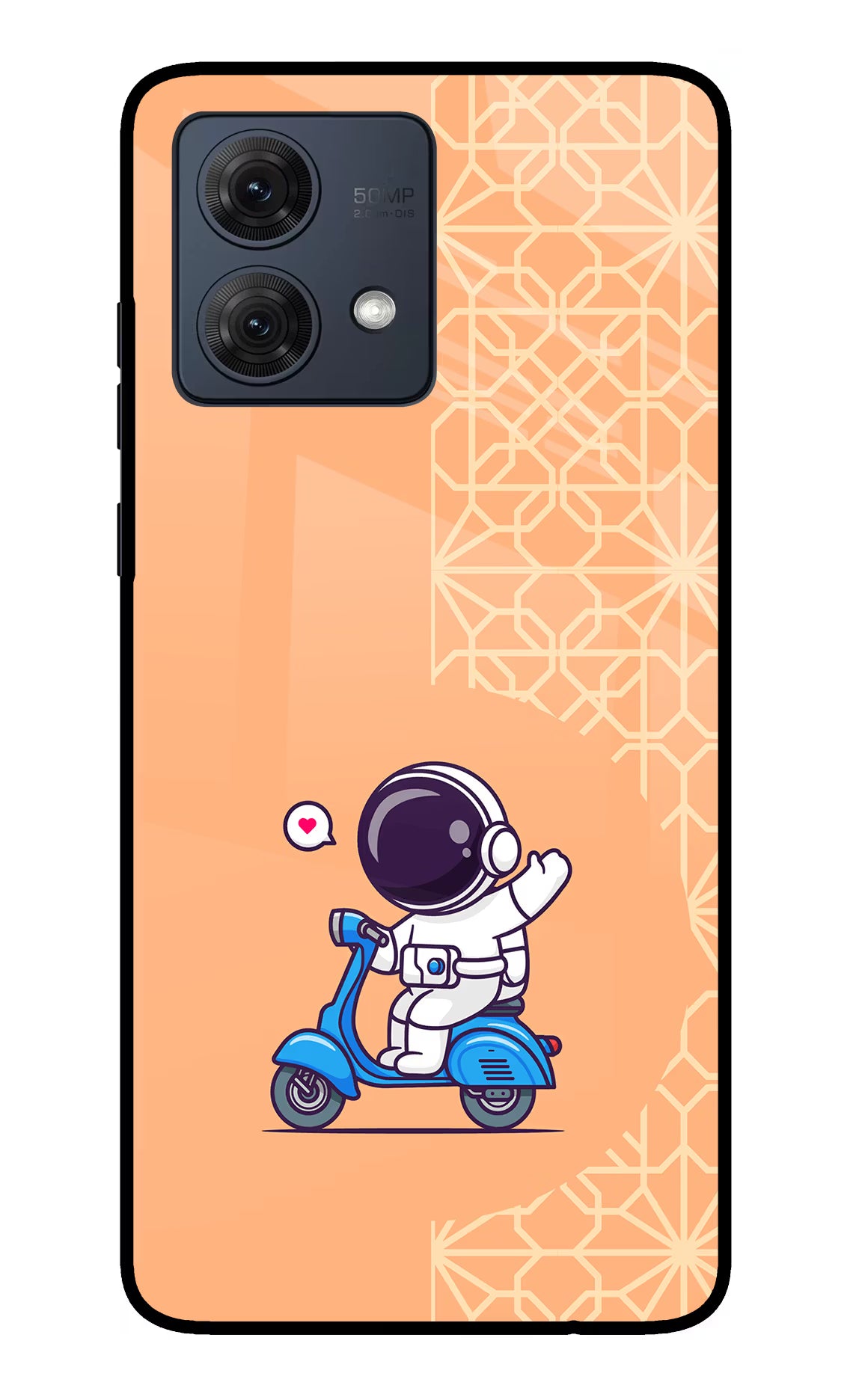 Cute Astronaut Riding Moto G54 5G Glass Case Back Cover by Casekaro