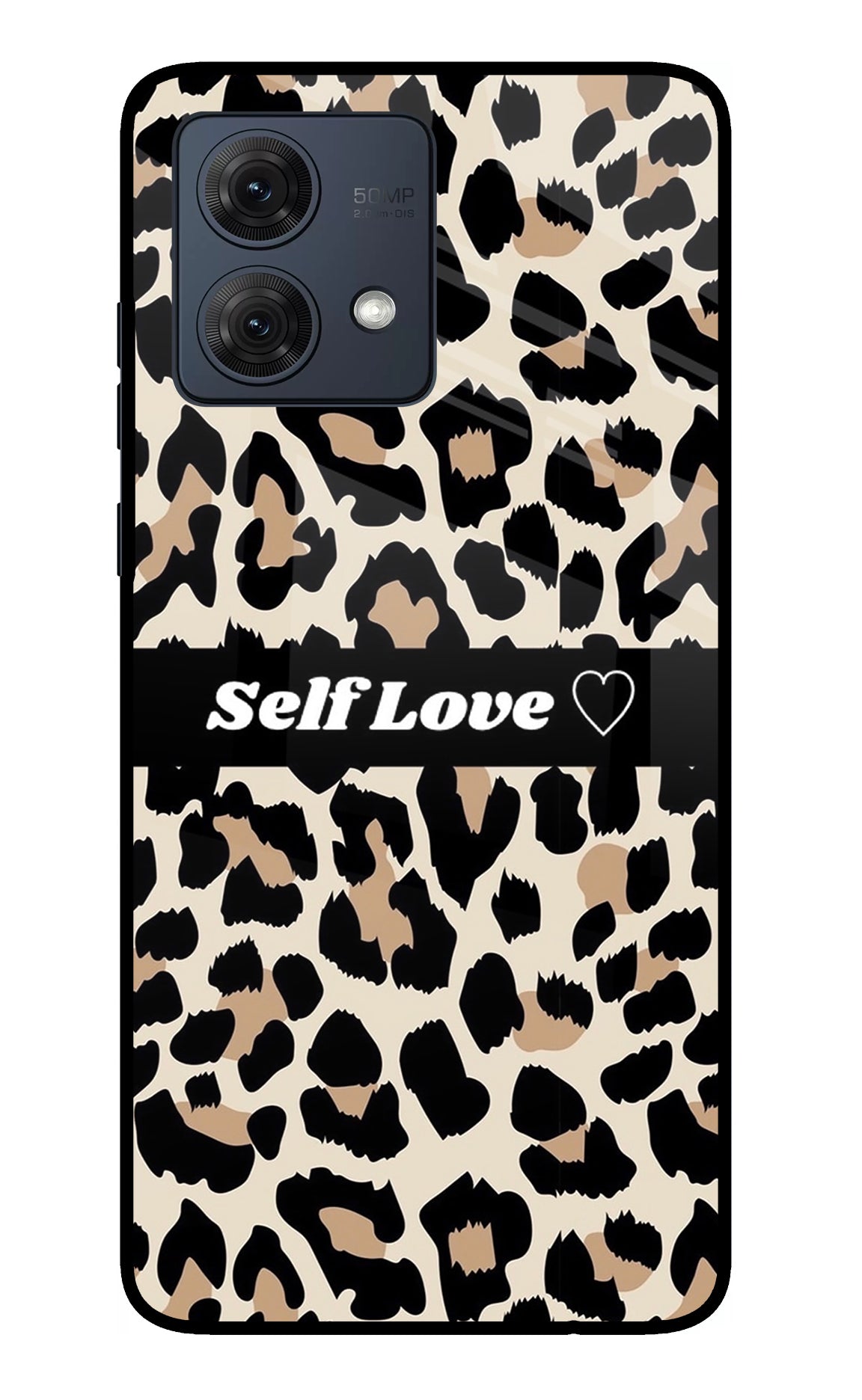 Leopard Print Self Love Moto G54 5G Glass Case