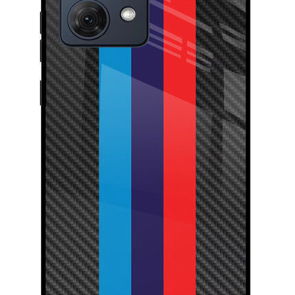 BMW Stripes Pattern Moto G54 5G Glass Case Back Cover by Casekaro