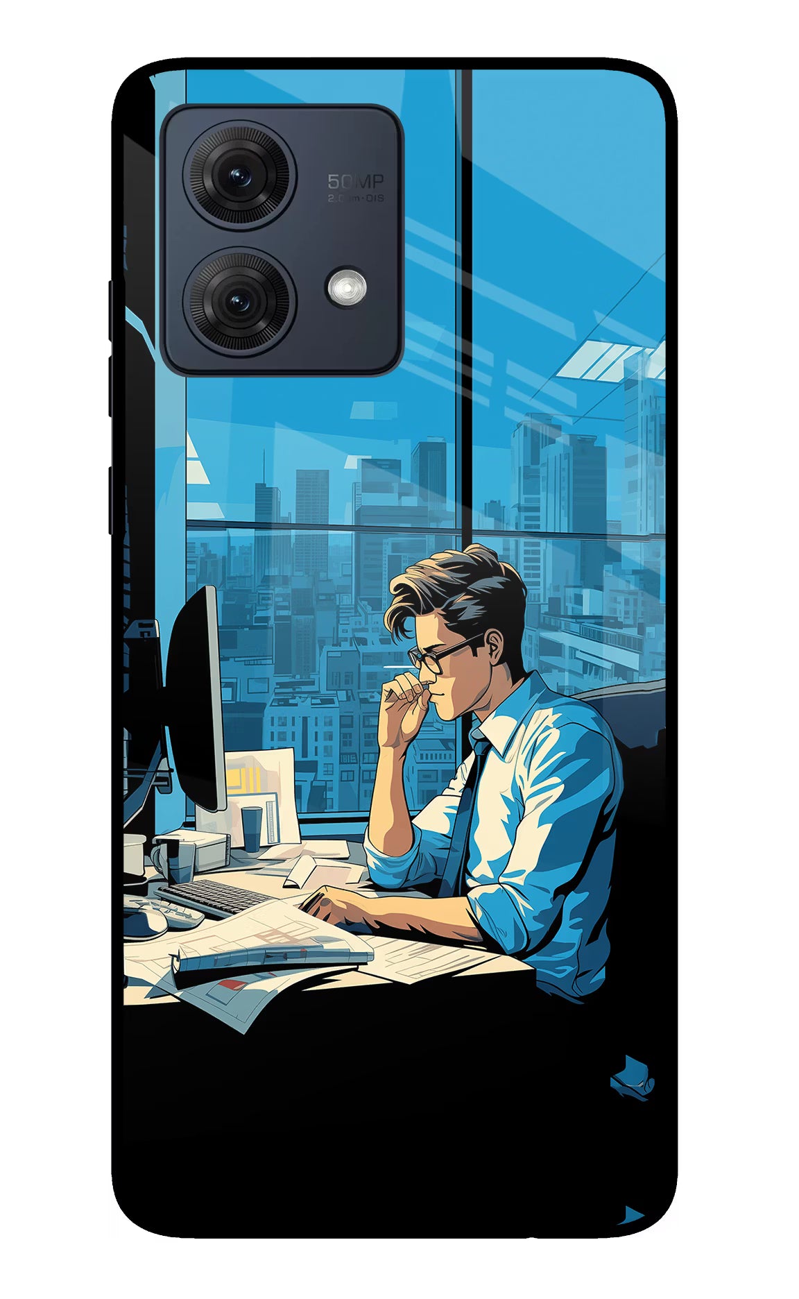 Focused Hustler (AI Generated) Moto G54 5G Glass Case