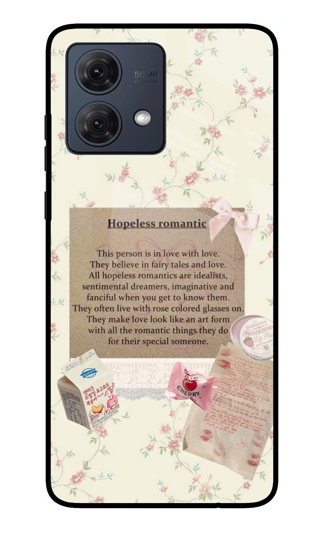 Hopeless Romantic Moto G54 5G Glass Case Back Cover by Casekaro