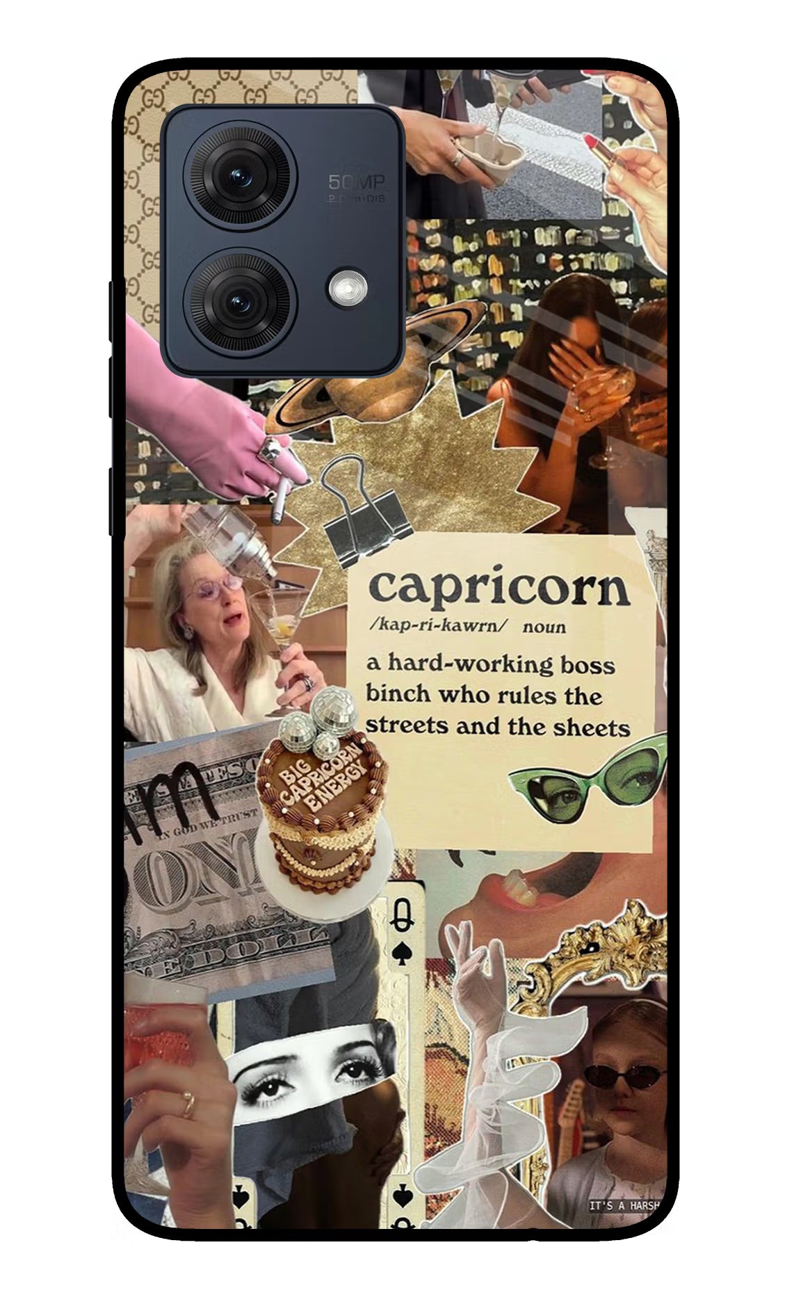 Capricorn Zodiac Moto G54 5G Glass Case Back Cover by Casekaro