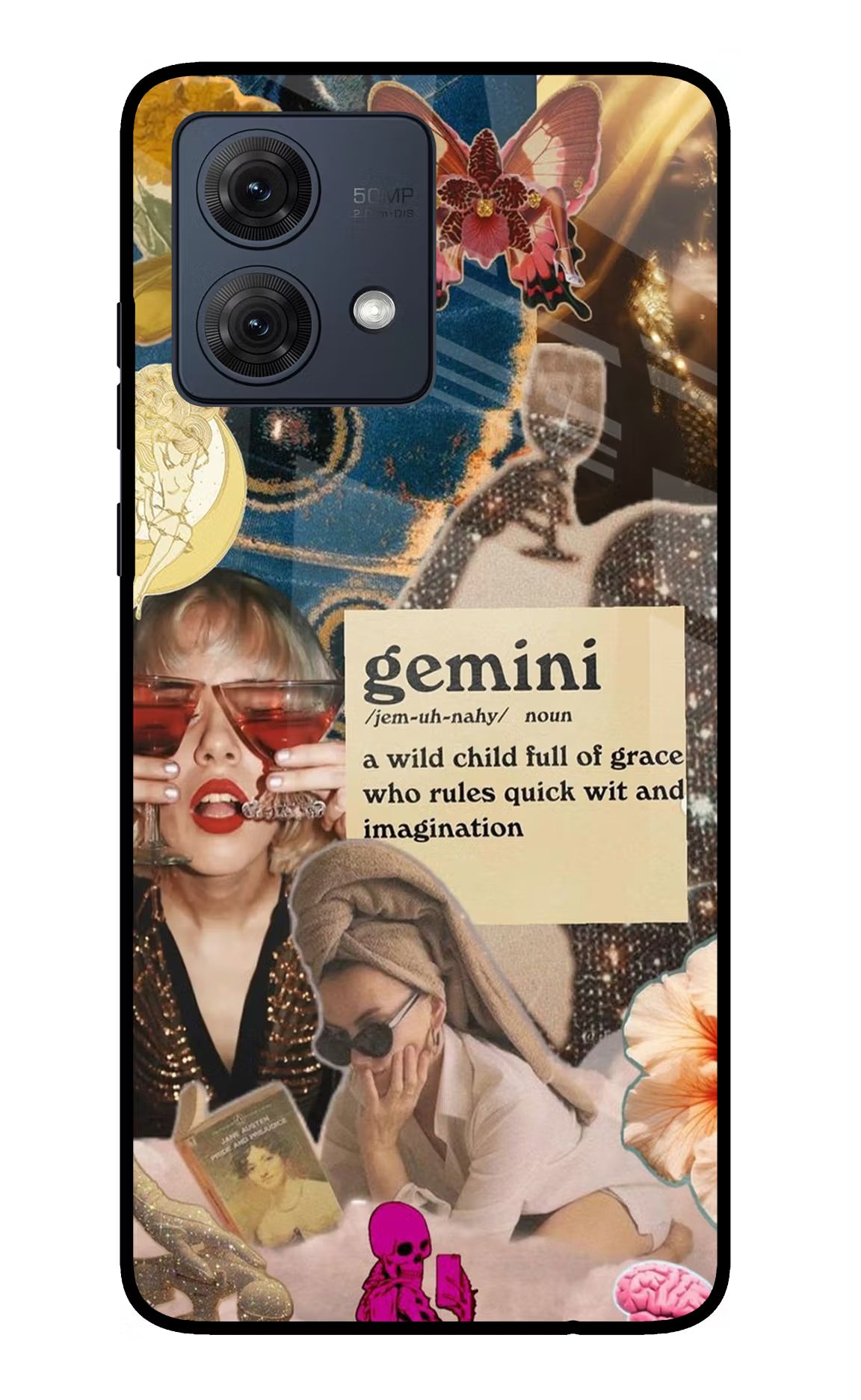 Gemini Zodiac Moto G54 5G Glass Case Back Cover by Casekaro