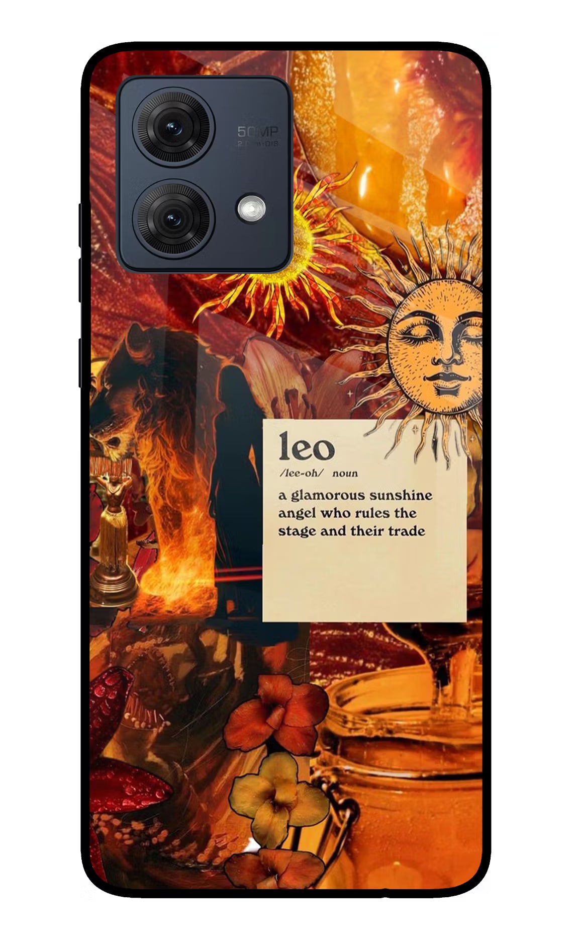 Leo Zodiac Moto G54 5G Glass Case Back Cover by Casekaro
