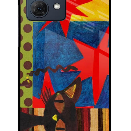 Pop Cat Moto G54 5G Glass Case Back Cover by Casekaro