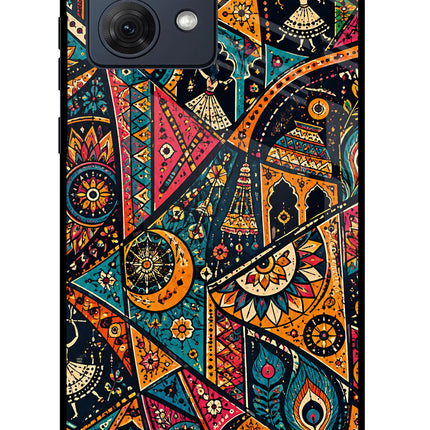Folk Print Moto G54 5G Glass Case