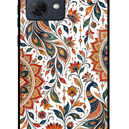 White Mayura Moto G54 5G Glass Case