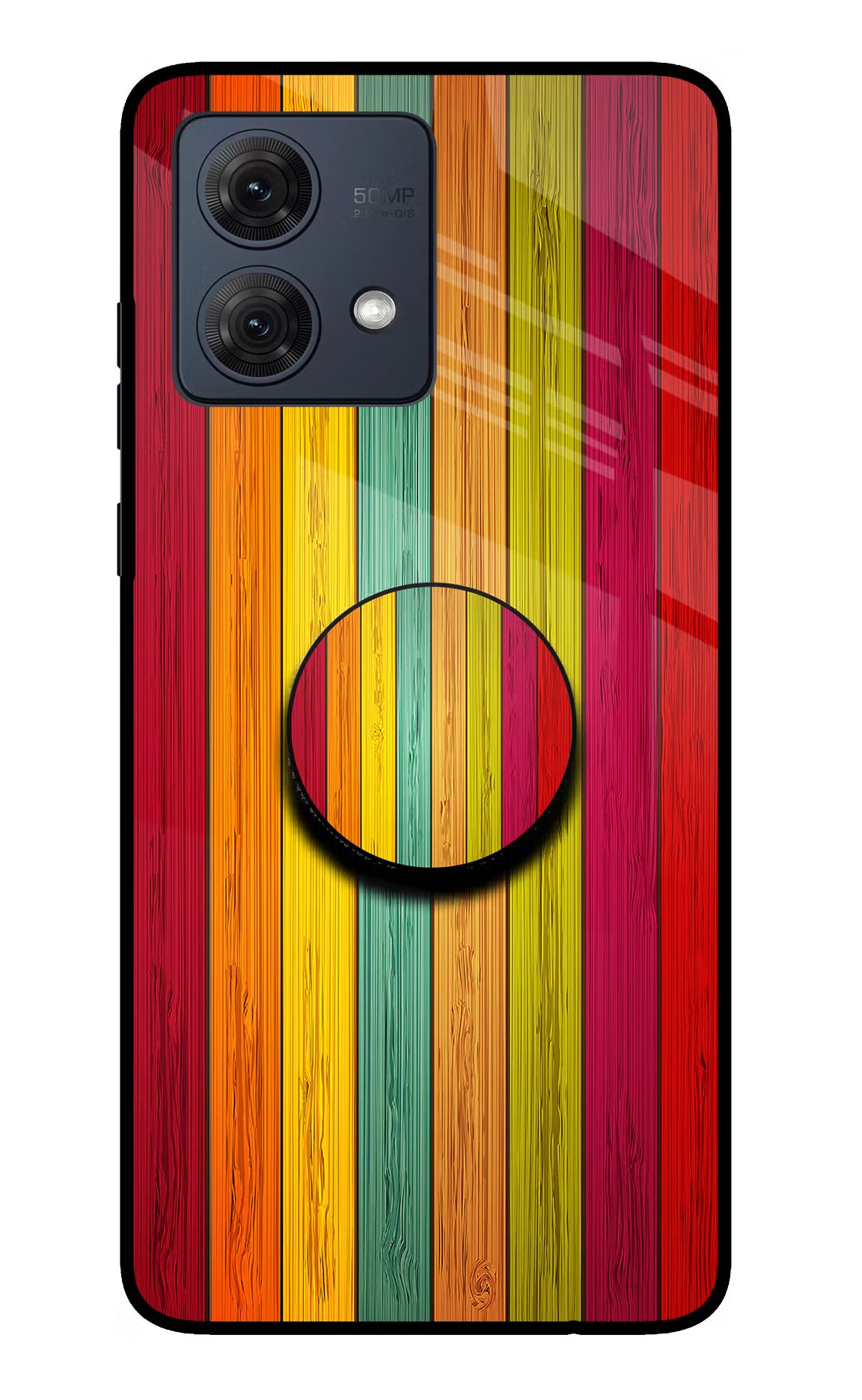 Multicolor Wooden Moto G54 5G Pop Case by Casekaro