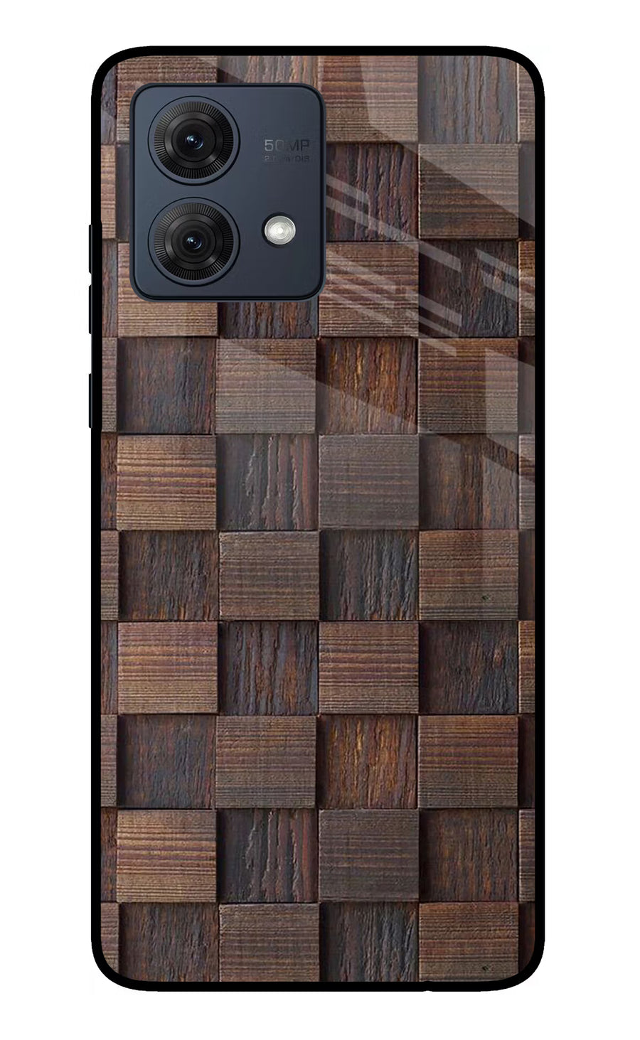Wooden Cube Design Moto G84 5G Back Cover, Glass case