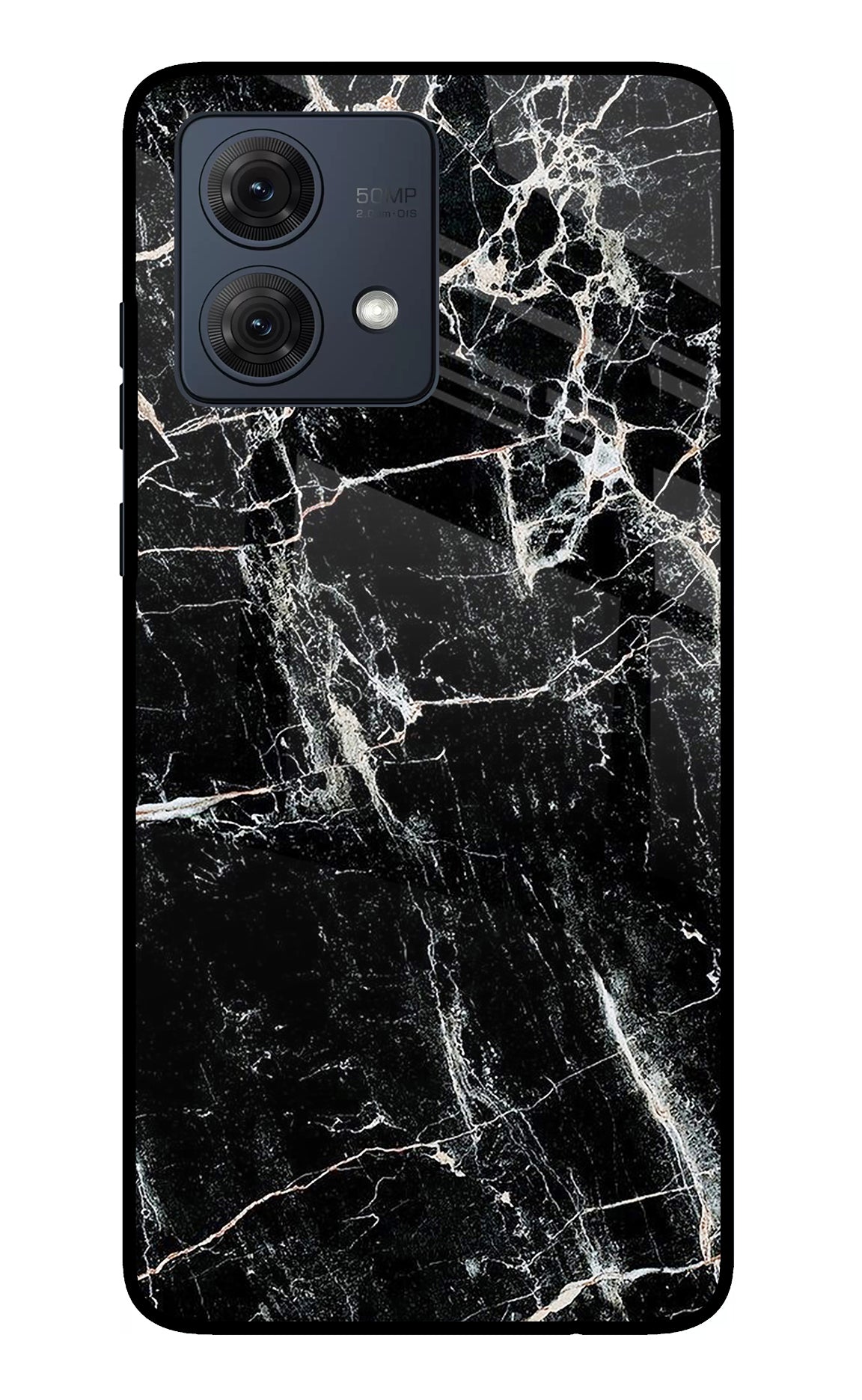 Black Marble Texture Moto G84 5G Glass Case