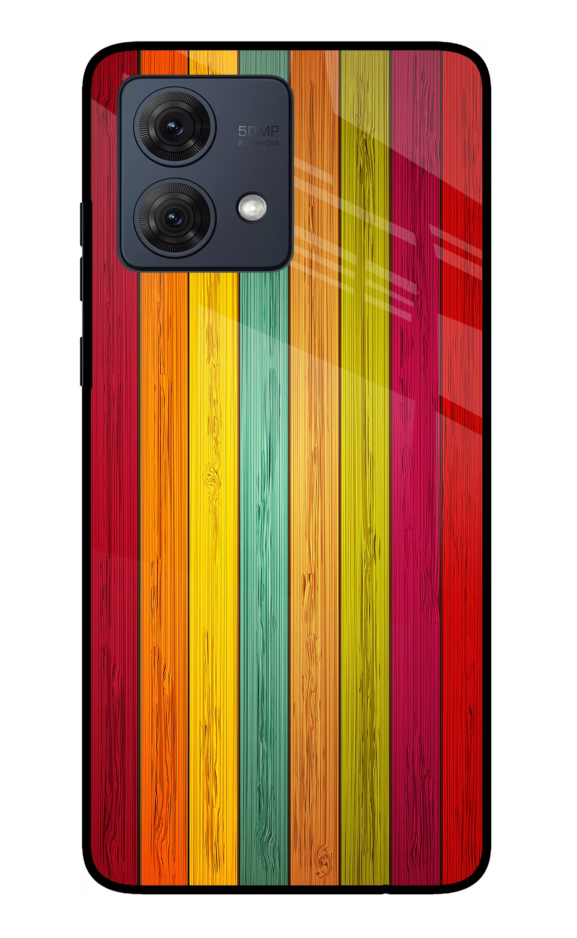 Multicolor Wooden Moto G84 5G Glass Case