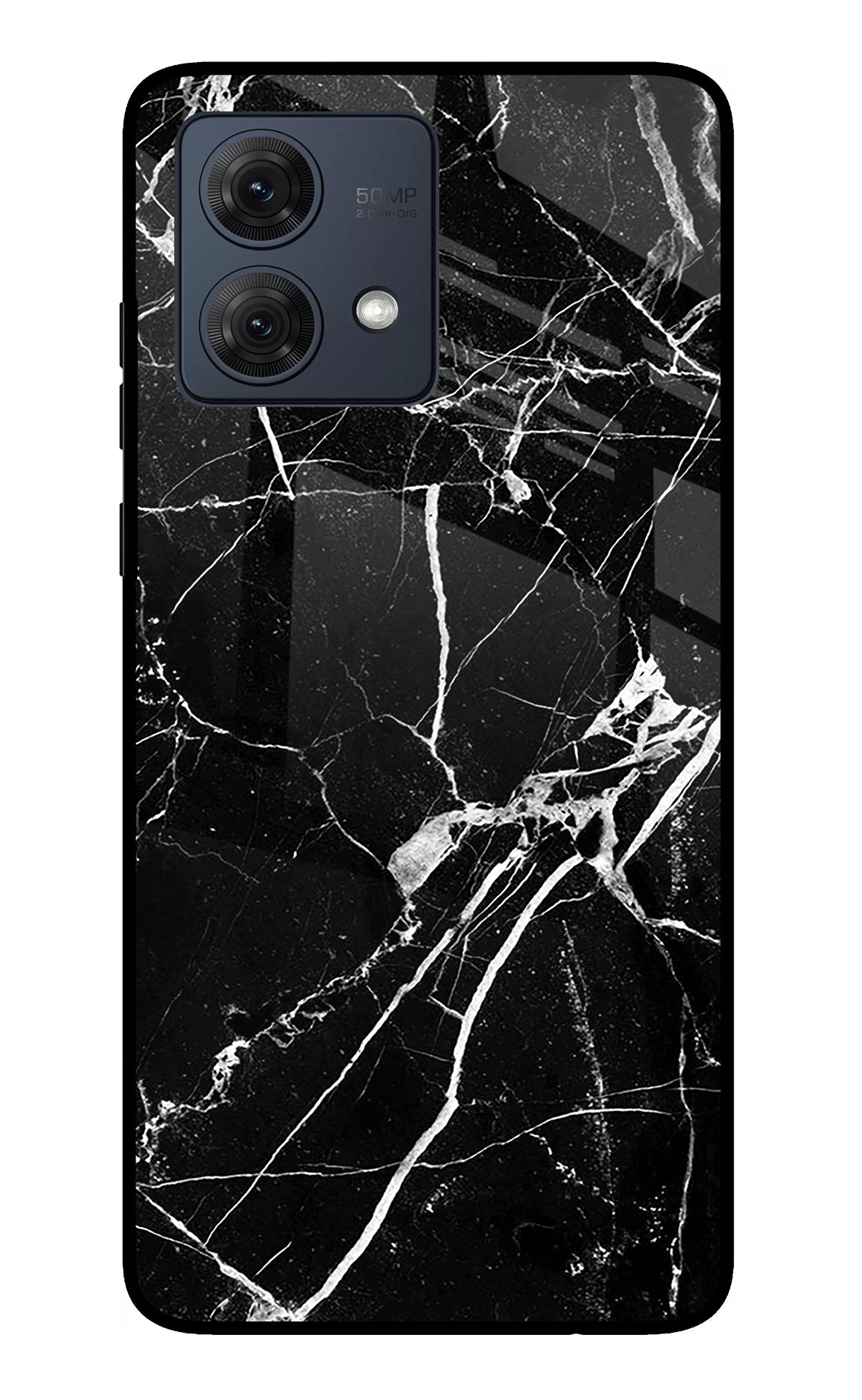 Black Marble Pattern Moto G84 5G Glass Case