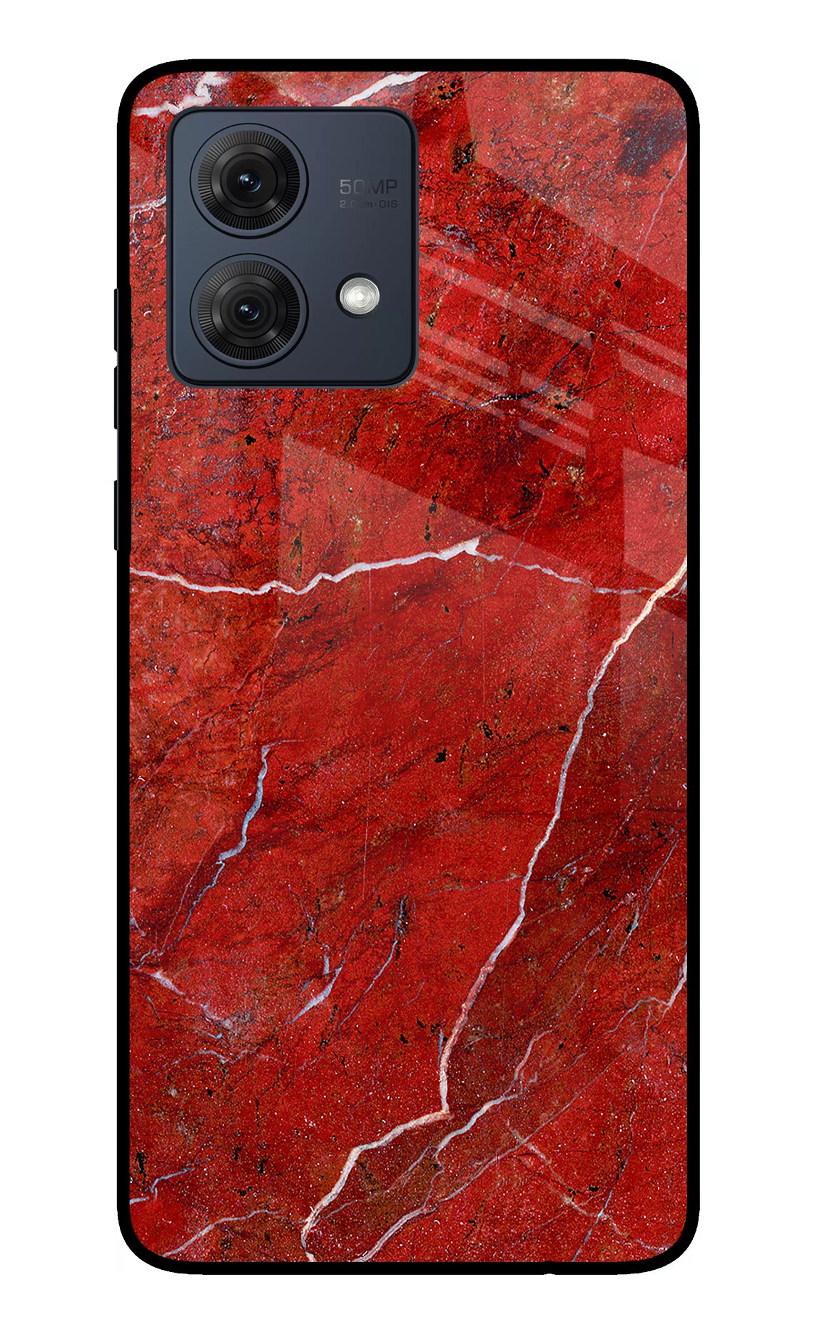 Red Marble Design Moto G84 5G Glass Case