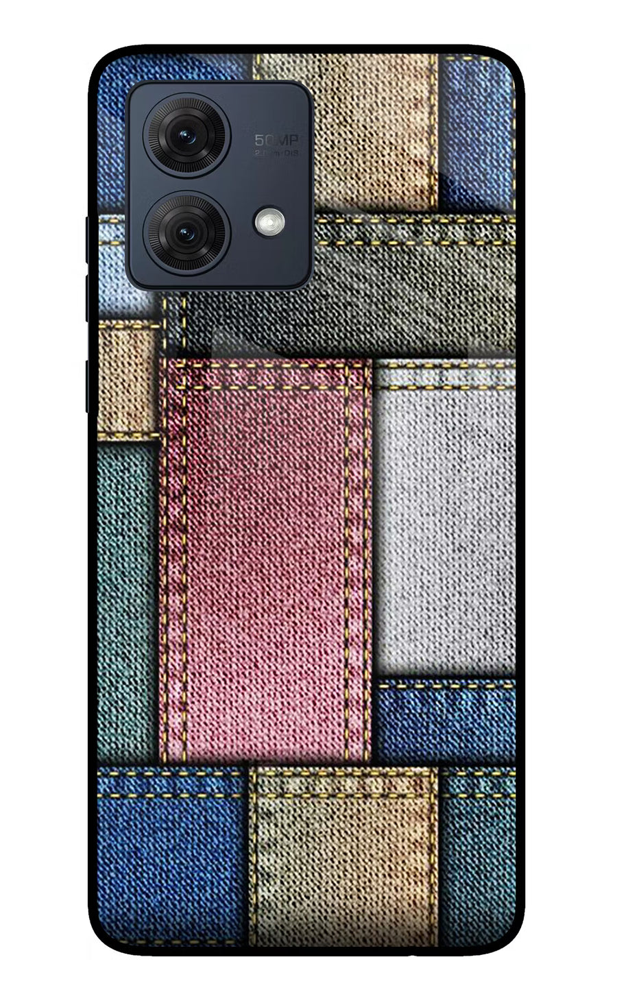 Multicolor Jeans Moto G84 5G Back Cover, Glass case