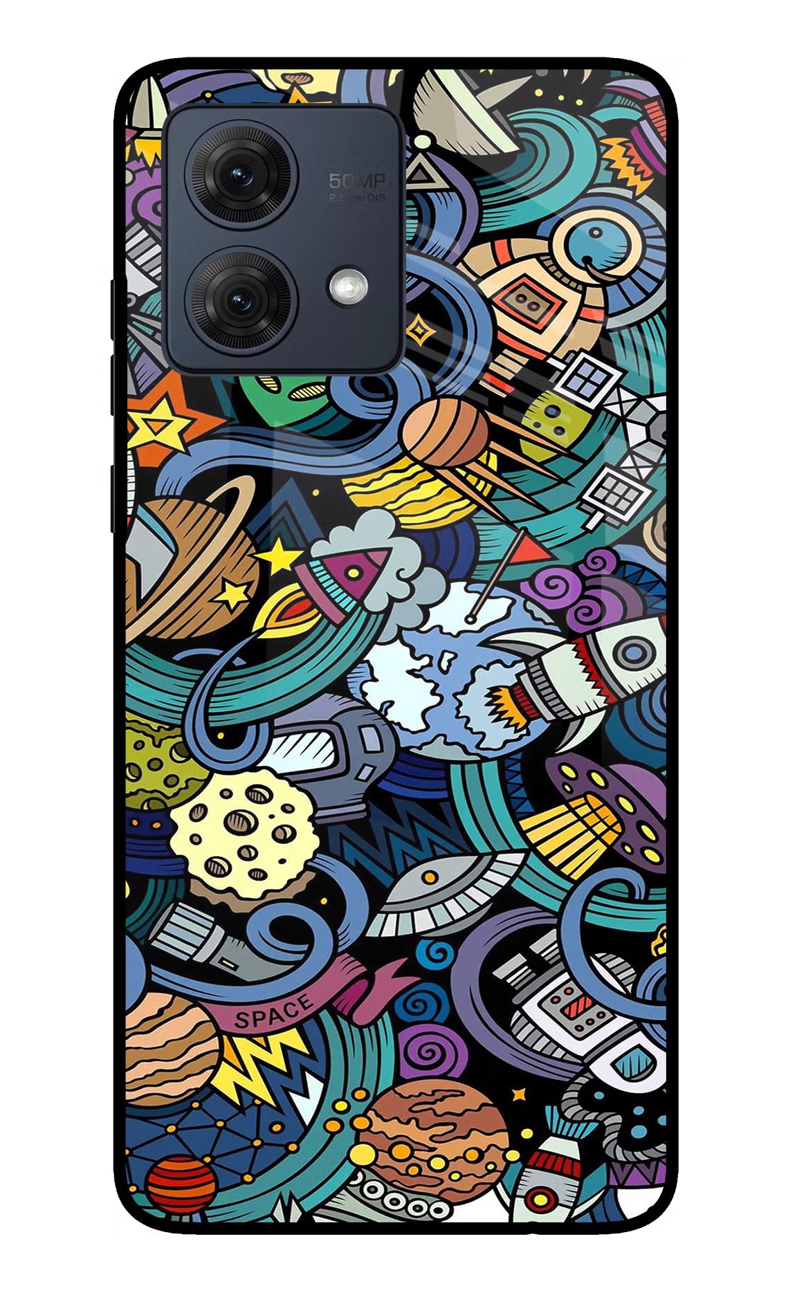 Space Abstract Moto G84 5G Glass Case Back Cover by Casekaro