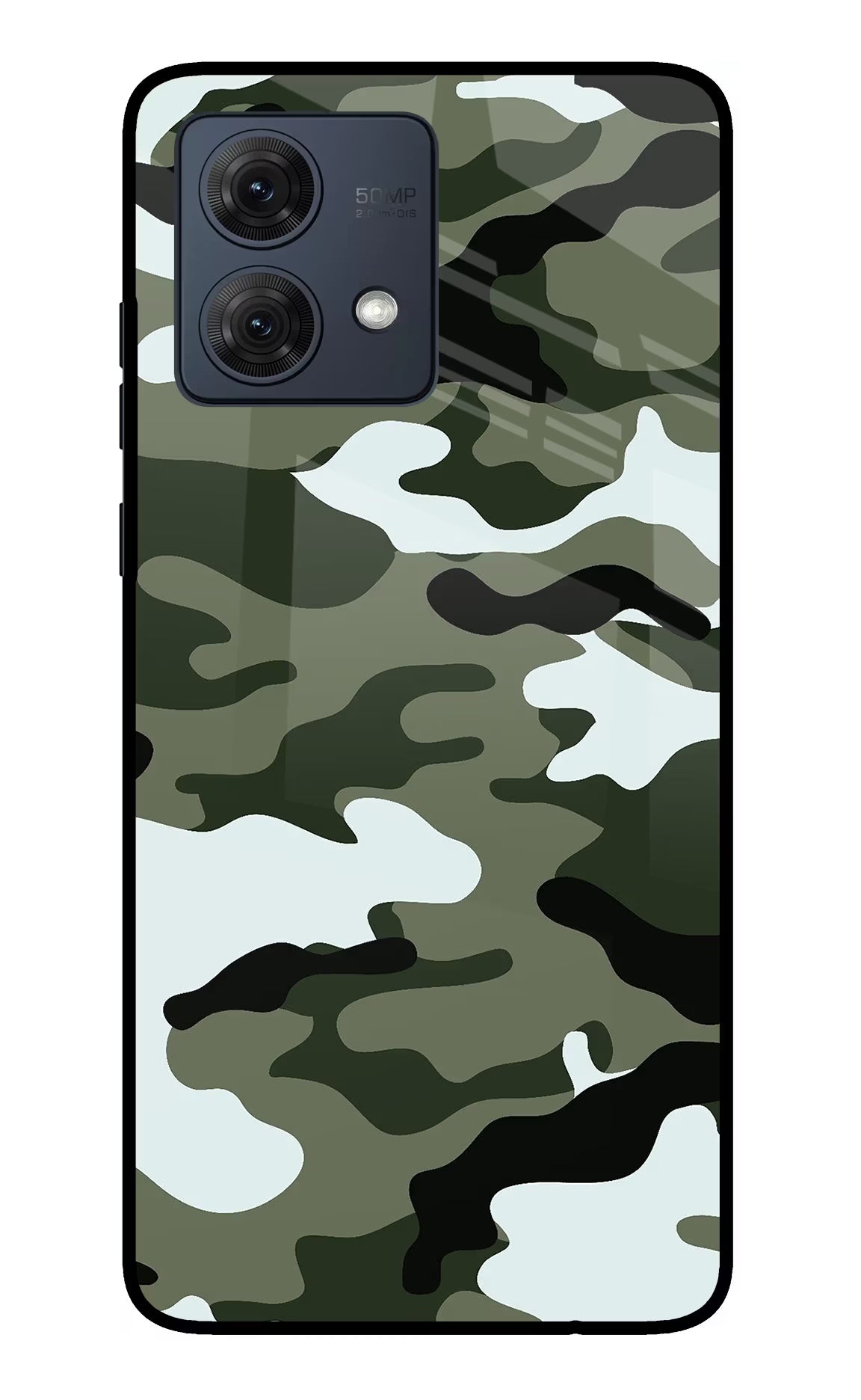 Camouflage Moto G84 5G Glass Case Back Cover by Casekaro
