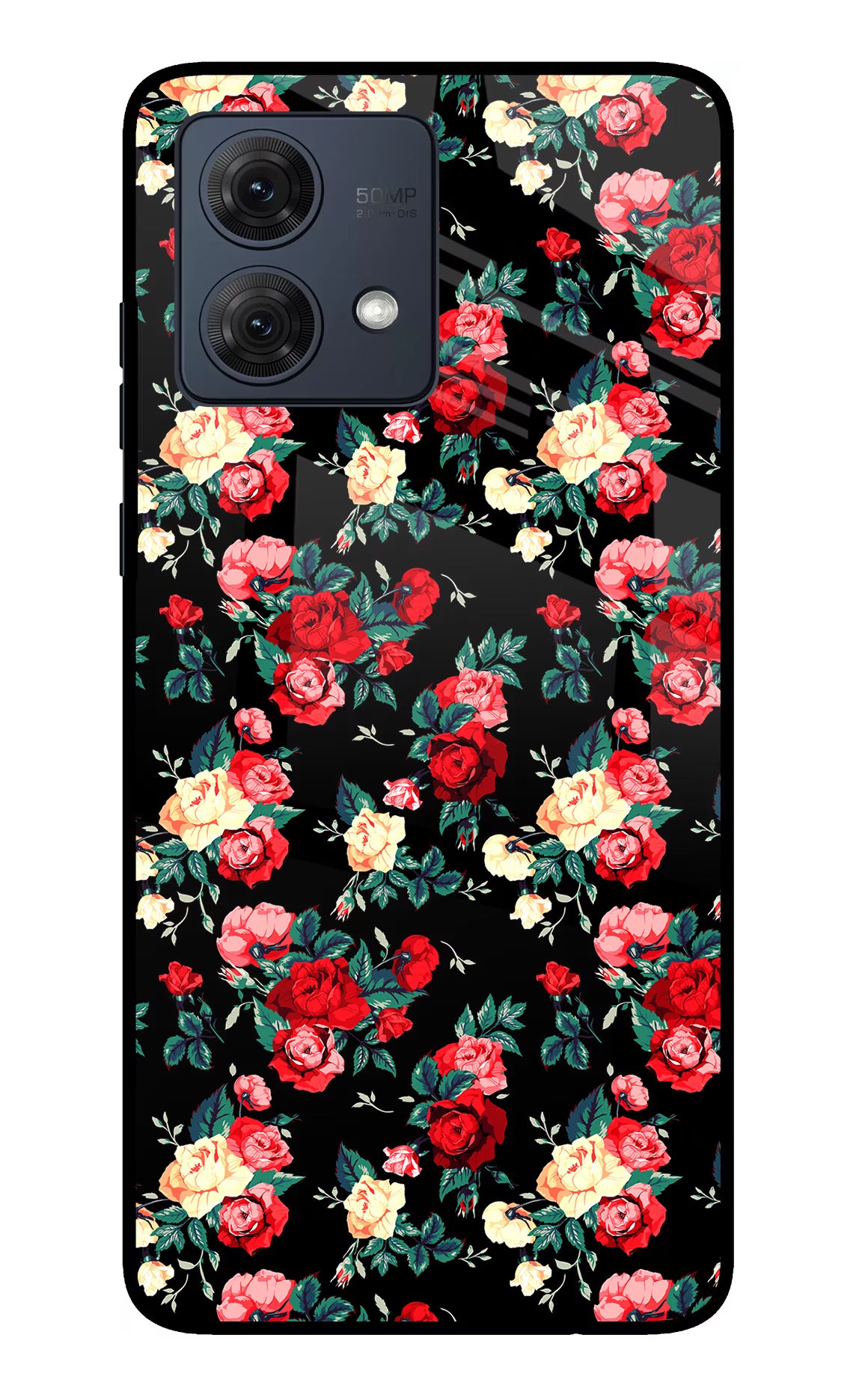 Rose Pattern Moto G84 5G Glass Case Back Cover by Casekaro