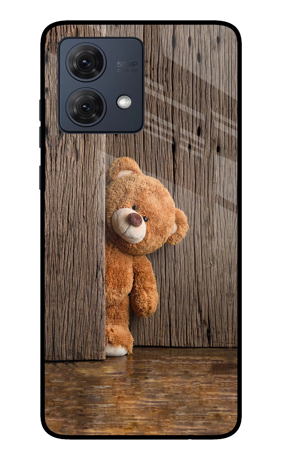 Teddy Wooden Moto G84 5G Glass Case Back Cover by Casekaro