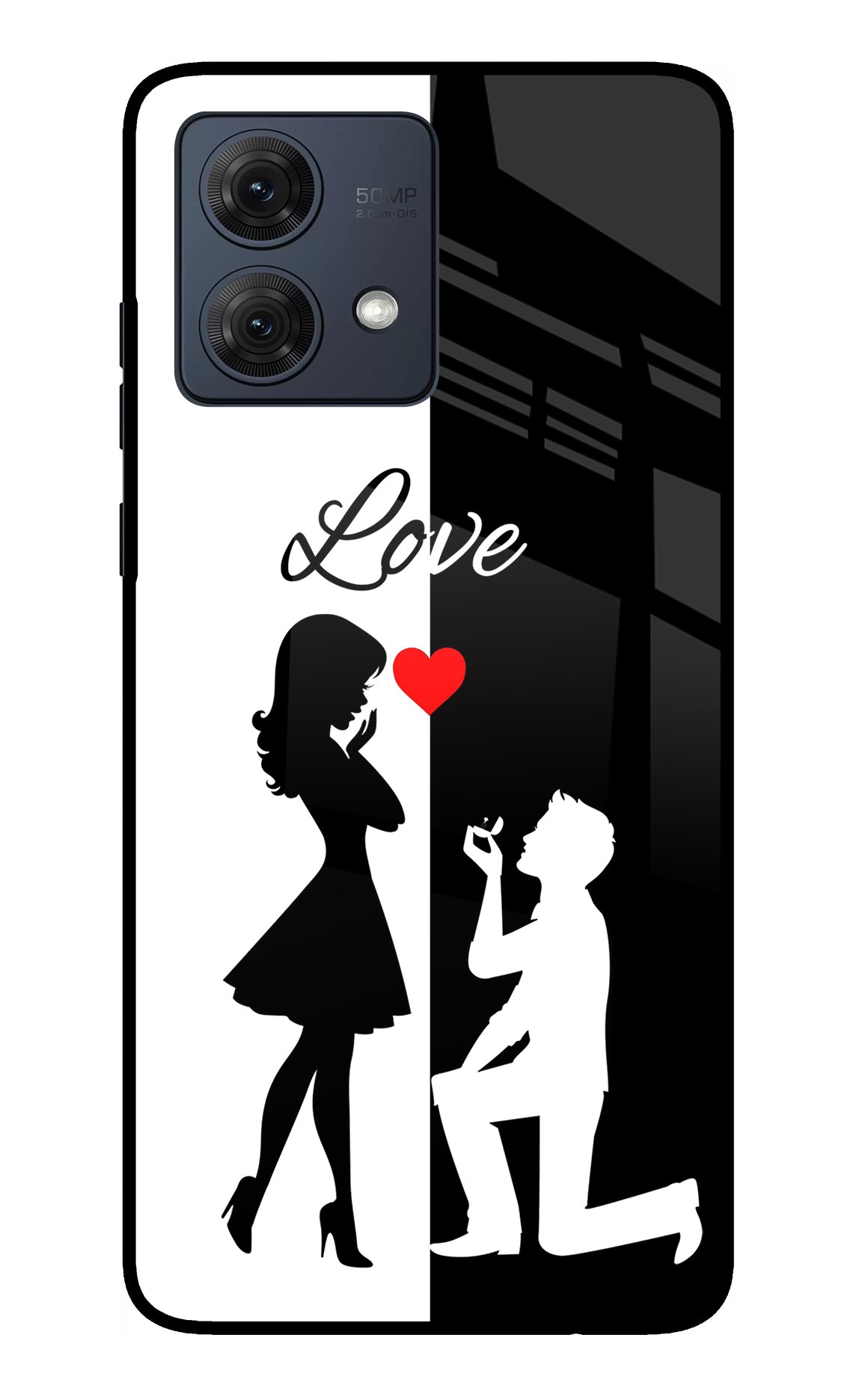 Love Propose Black And White Moto G84 5G Glass Case