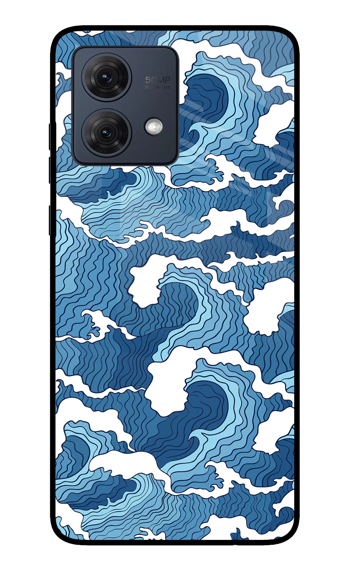 Blue Waves Moto G84 5G Glass Case Back Cover by Casekaro
