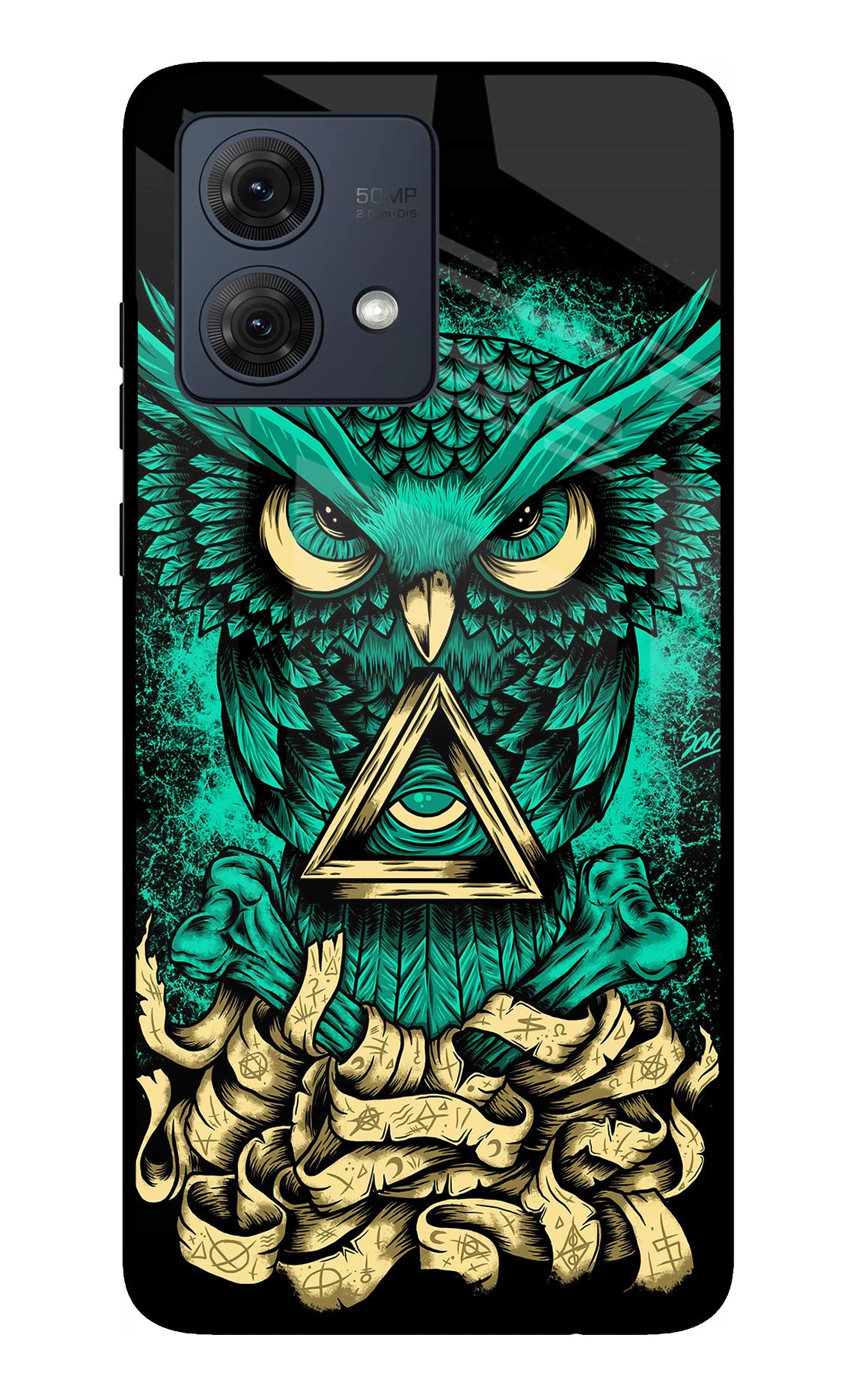 Green Owl Moto G84 5G Glass Case