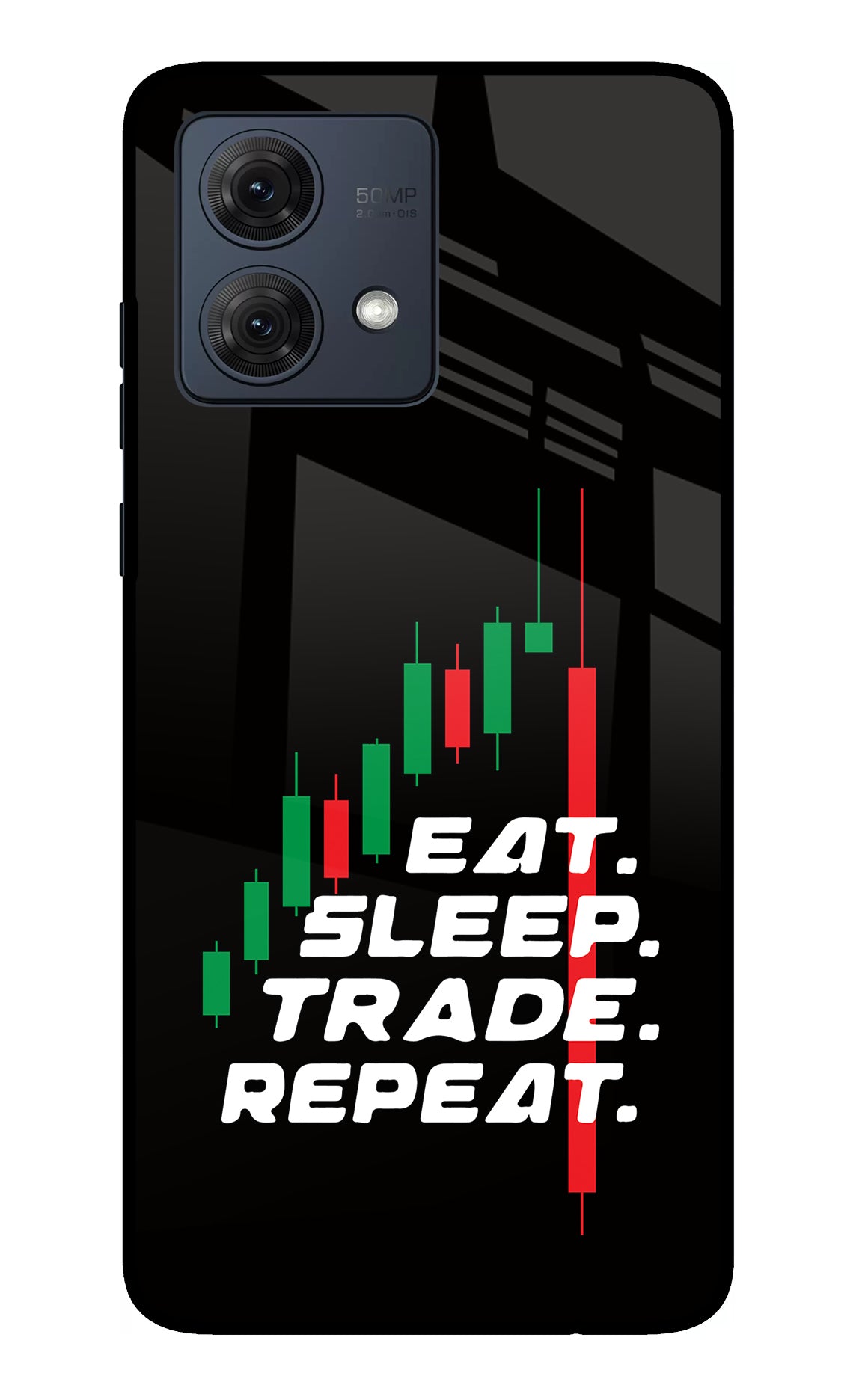 Eat Sleep Trade Repeat Moto G84 5G Glass Case