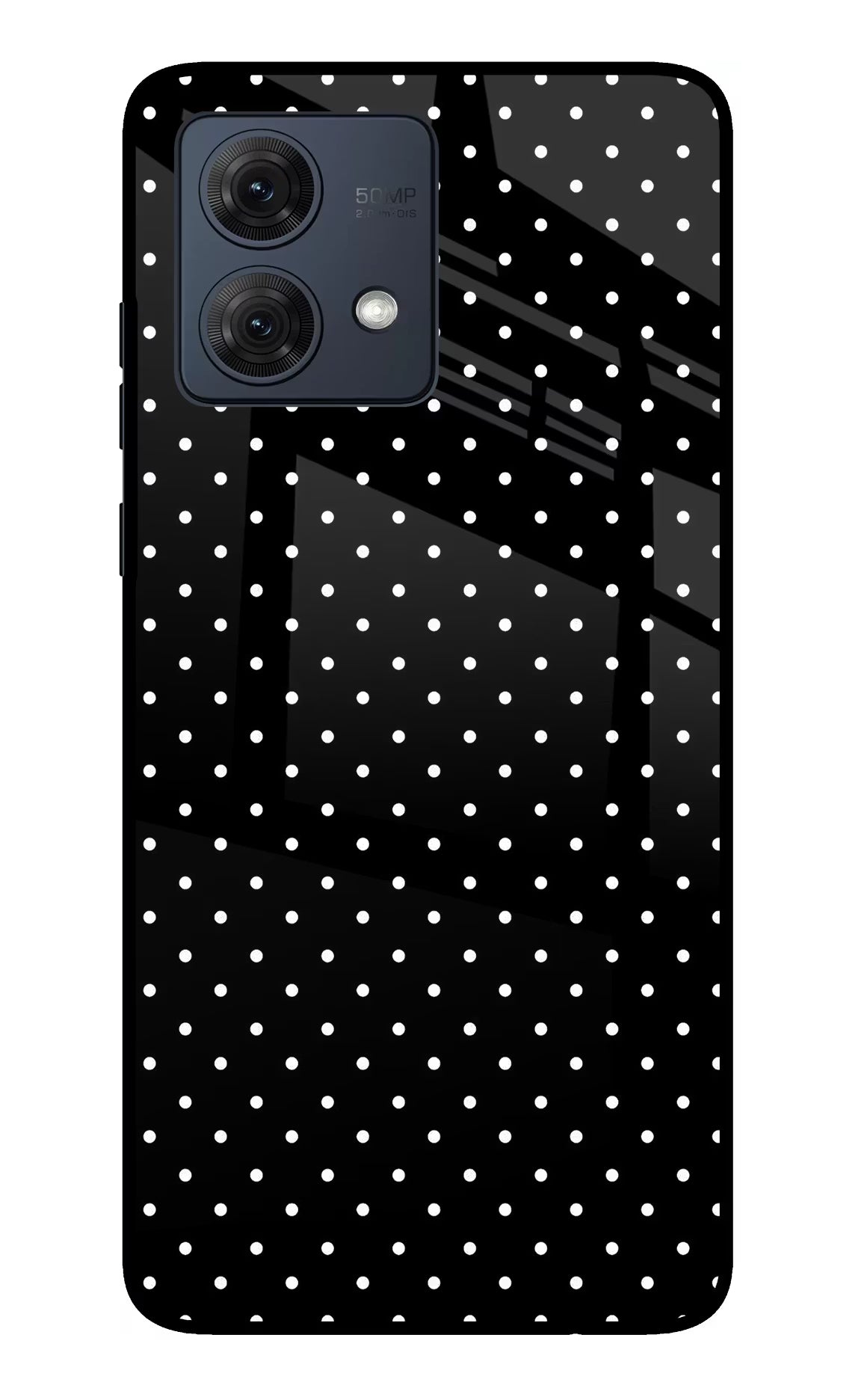 White Dots Moto G84 5G Glass Case Back Cover by Casekaro