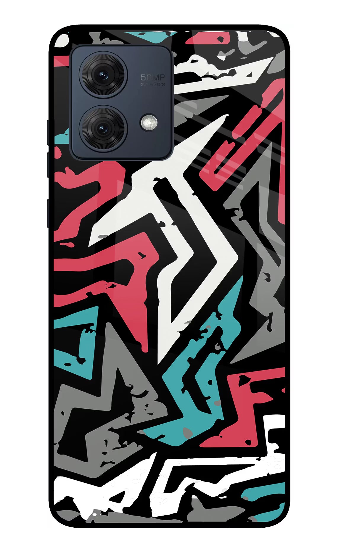 Geometric Graffiti Moto G84 5G Glass Case Back Cover by Casekaro