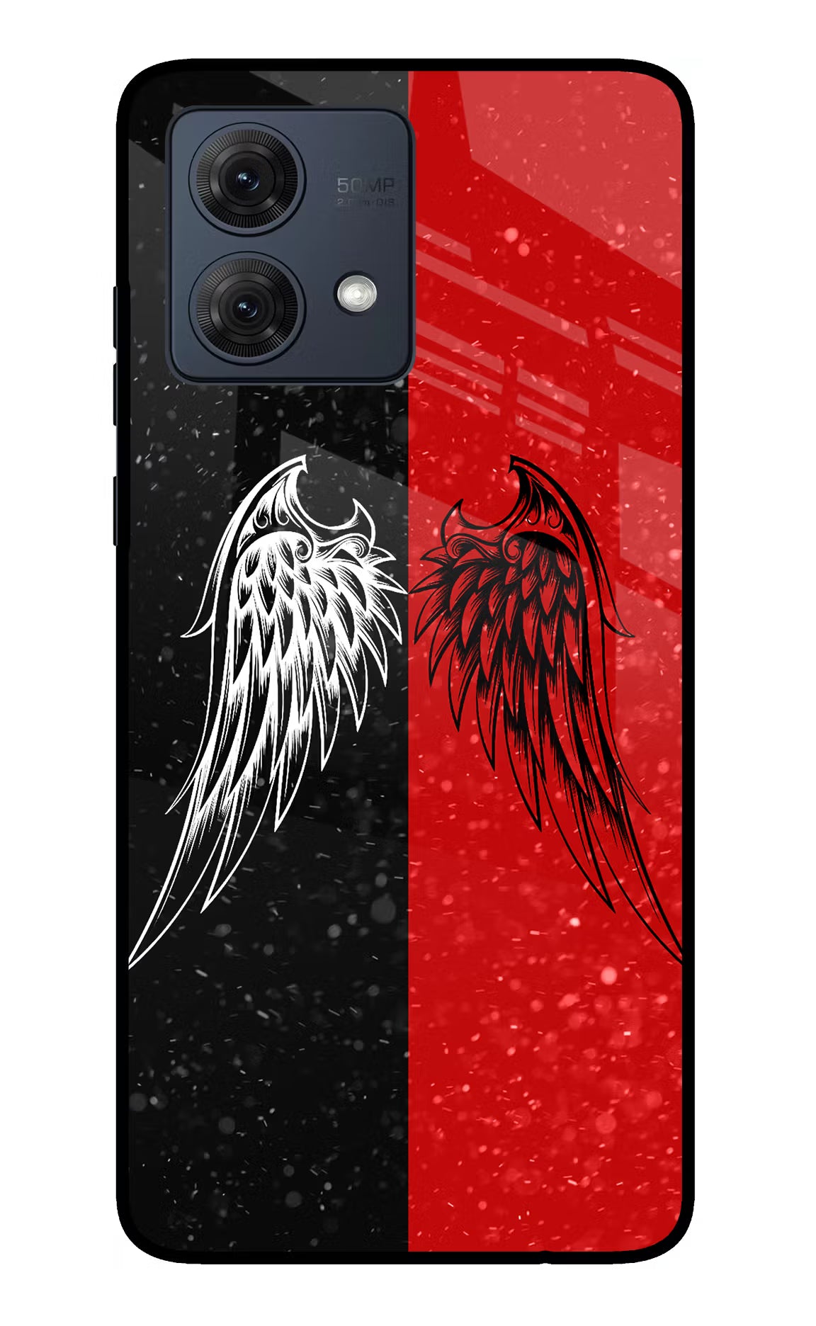 Wings Moto G84 5G Glass Case Back Cover by Casekaro