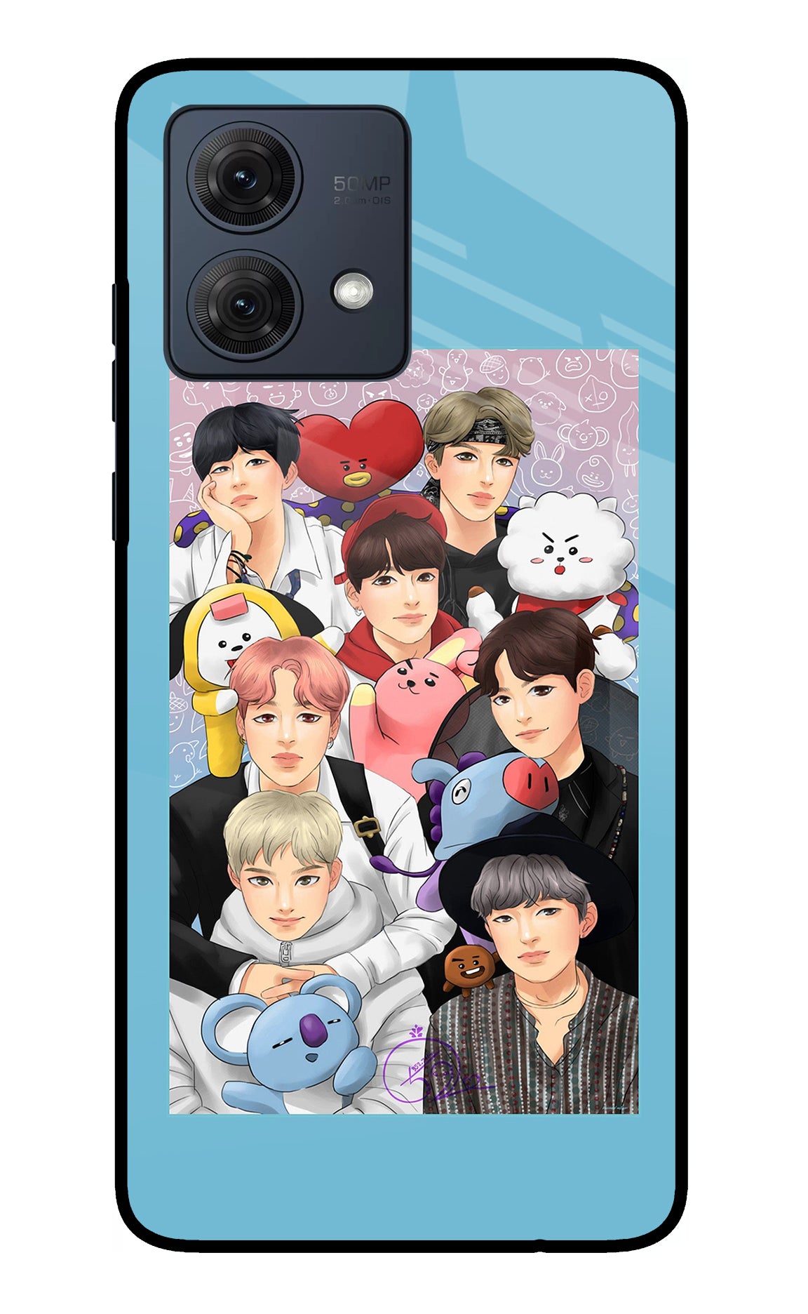 BTS with animals Moto G84 5G Glass Case