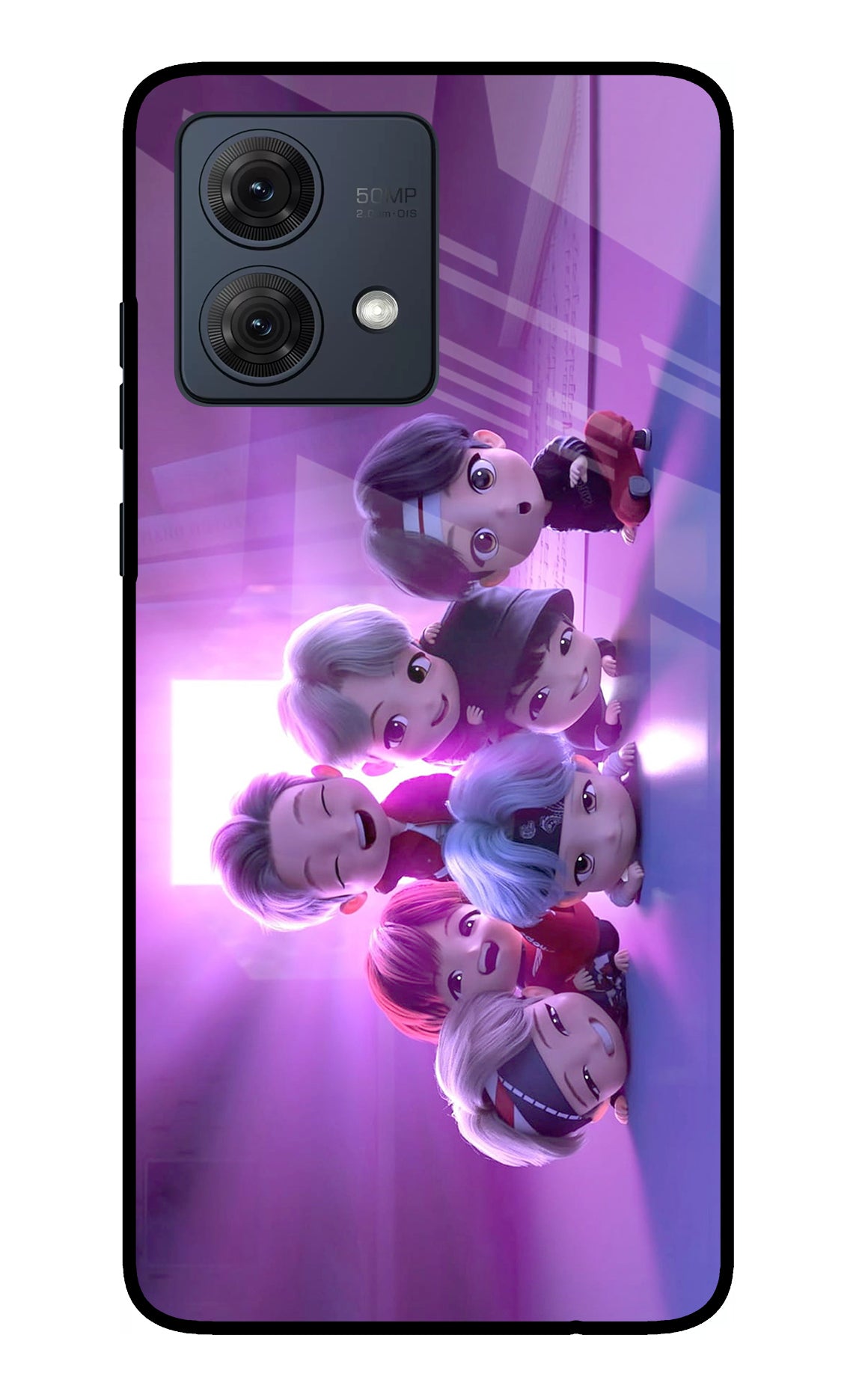 BTS Chibi Moto G84 5G Glass Case