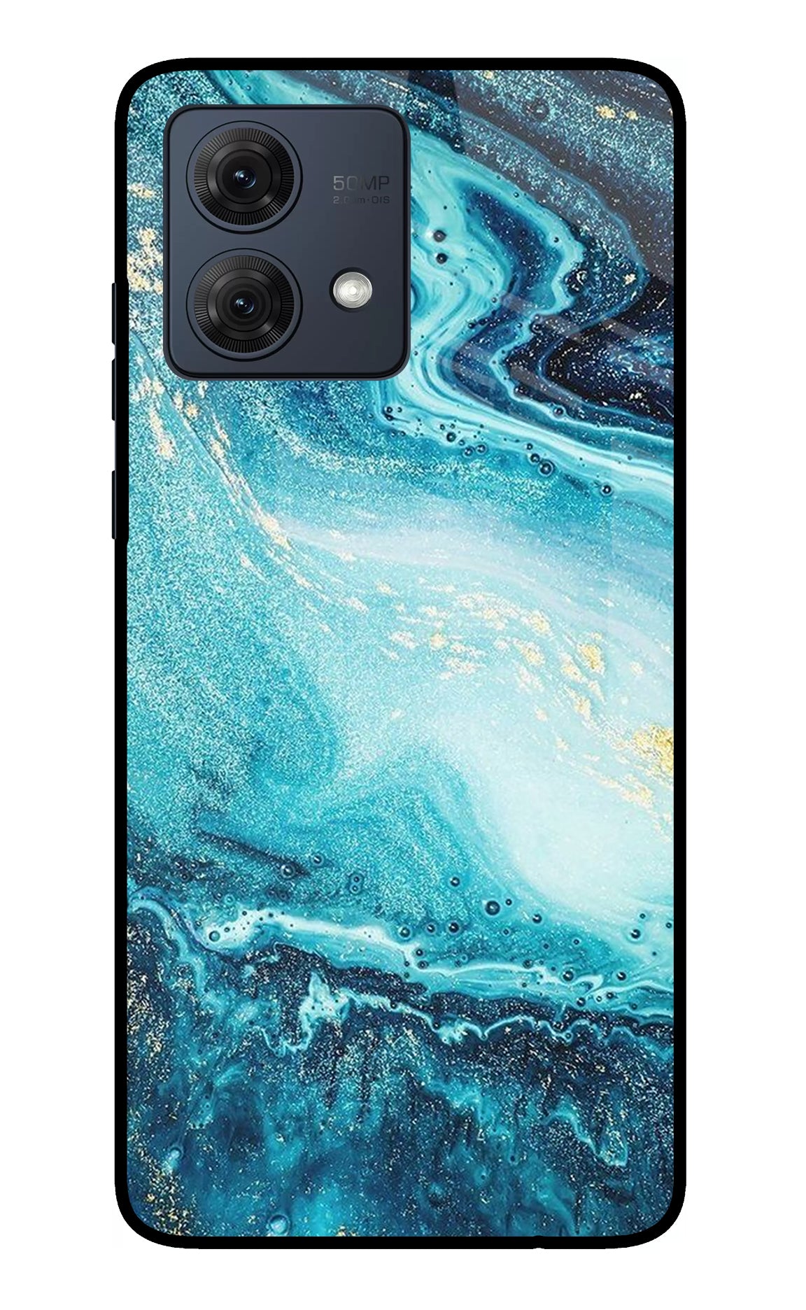 Blue Glitter Marble Moto G84 5G Back Cover