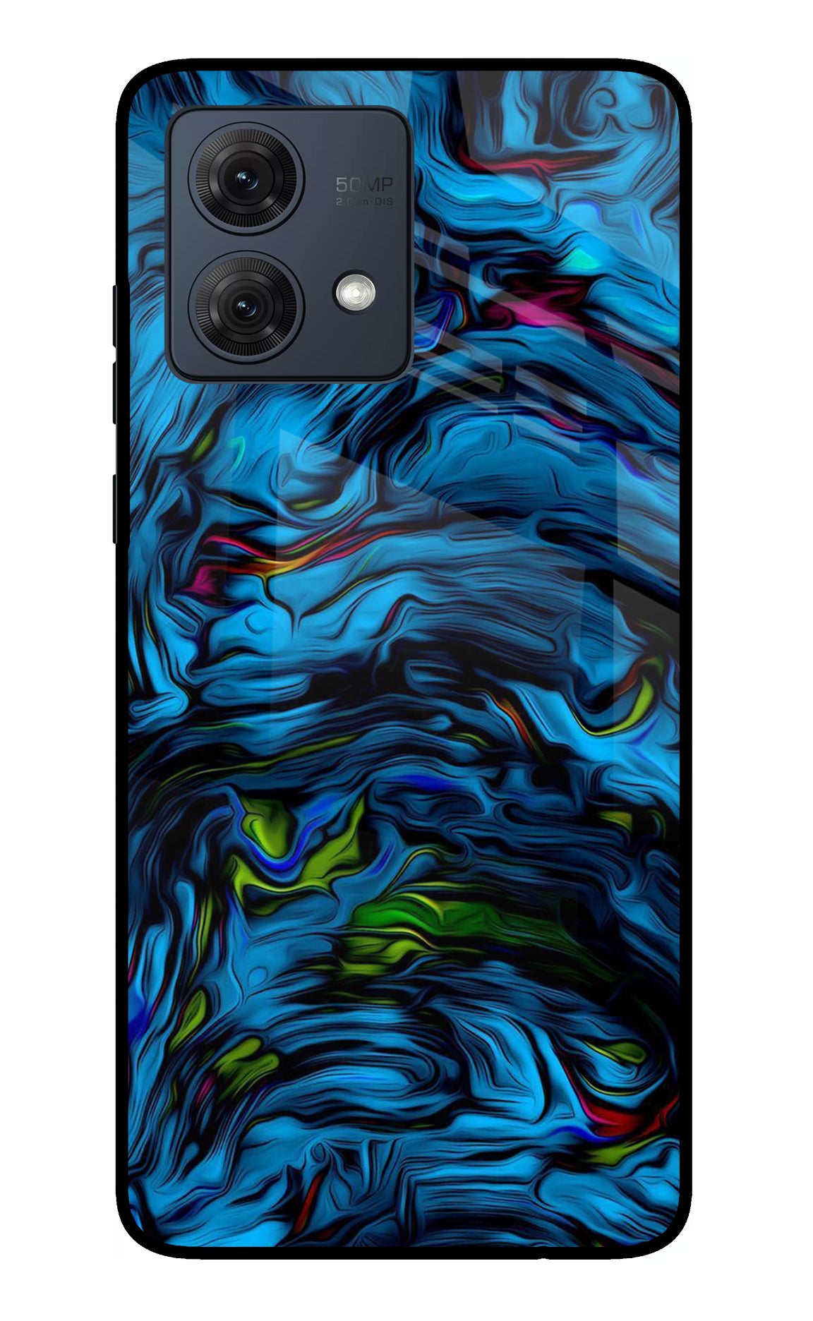 Dark Blue Abstract Moto G84 5G Glass Case