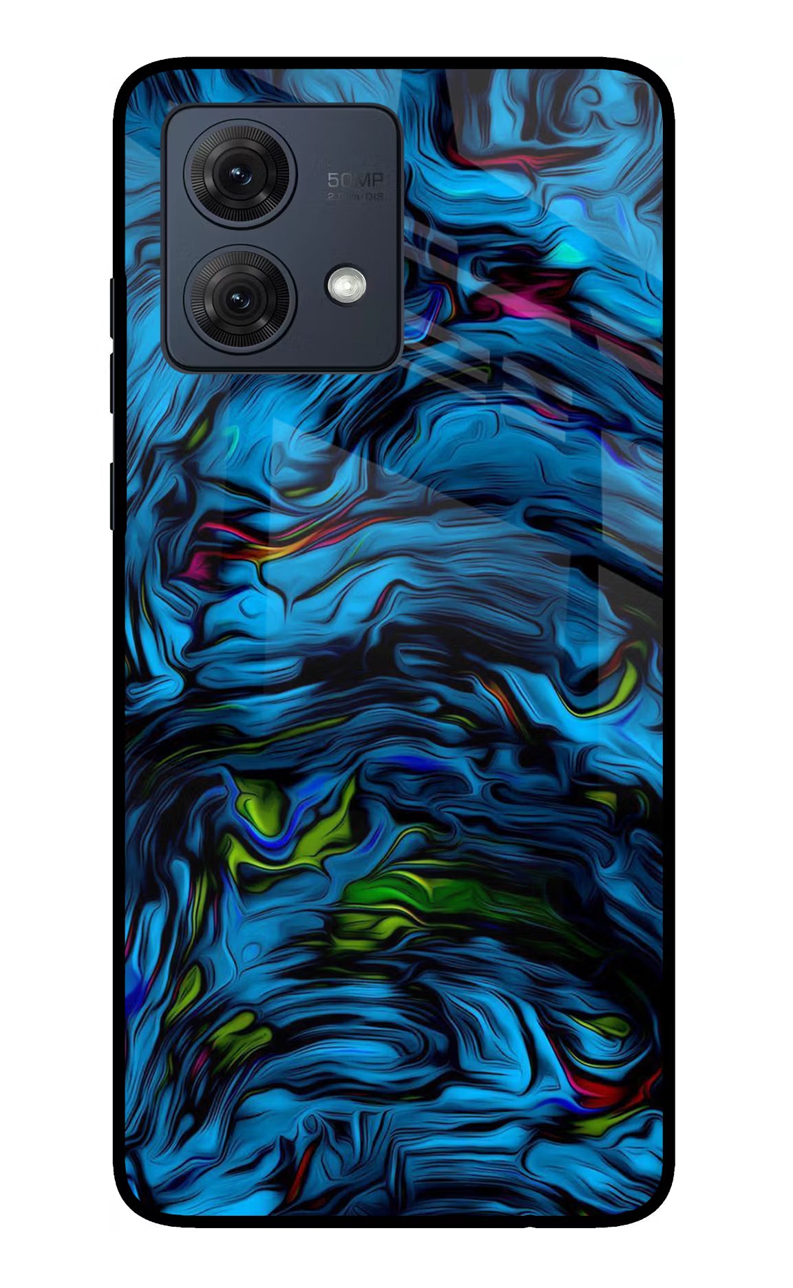 Dark Blue Abstract Moto G84 5G Glass Case Back Cover by Casekaro