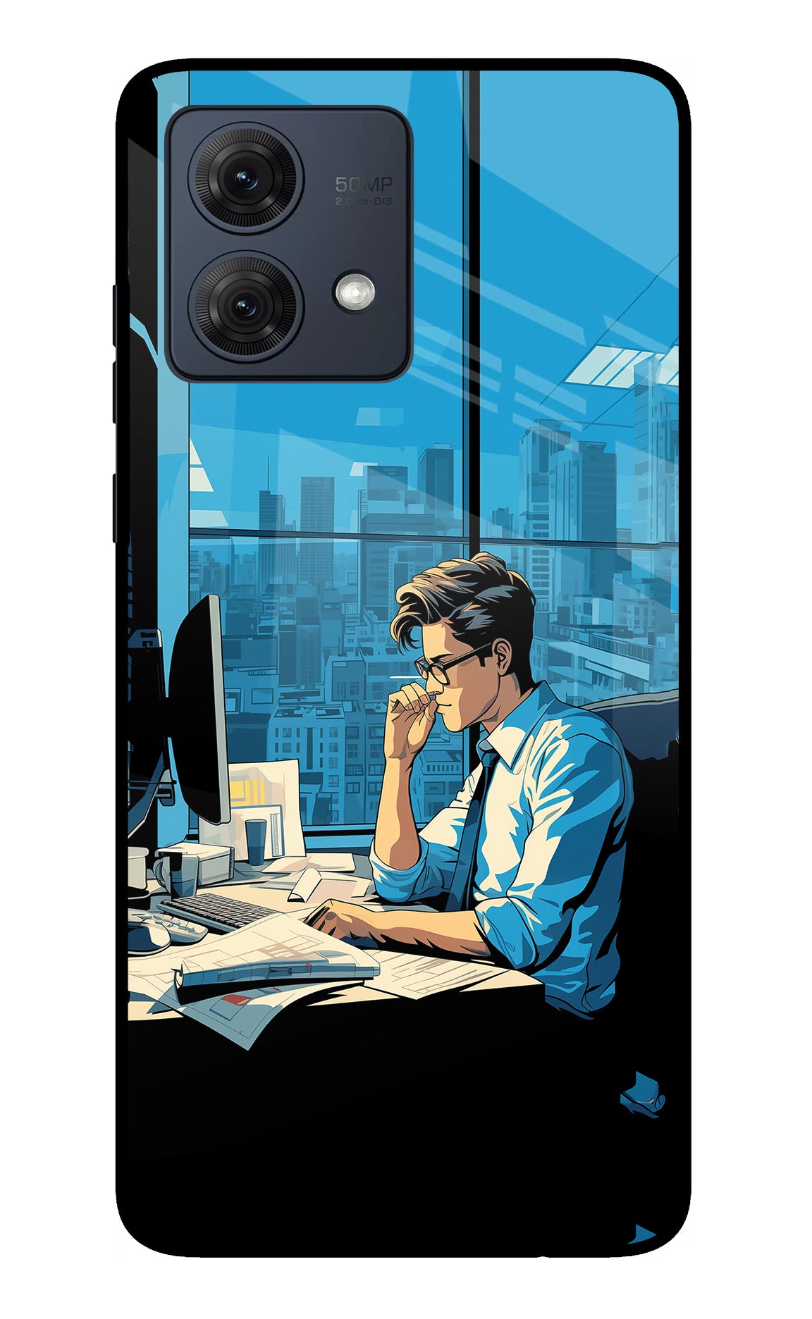 Focused Hustler (AI Generated) Moto G84 5G Glass Case