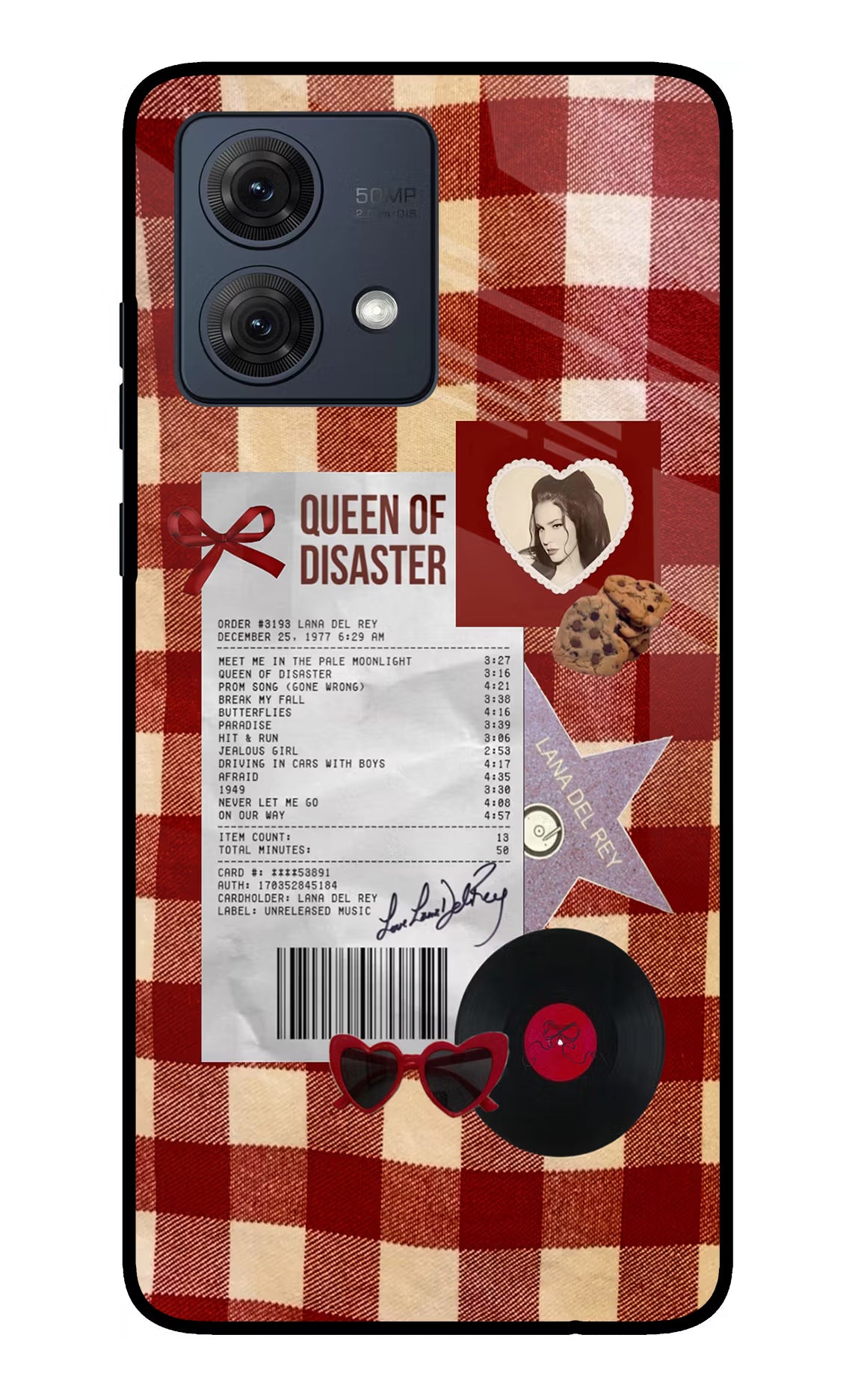 Queen of Disaster Moto G84 5G Glass Case Back Cover by Casekaro