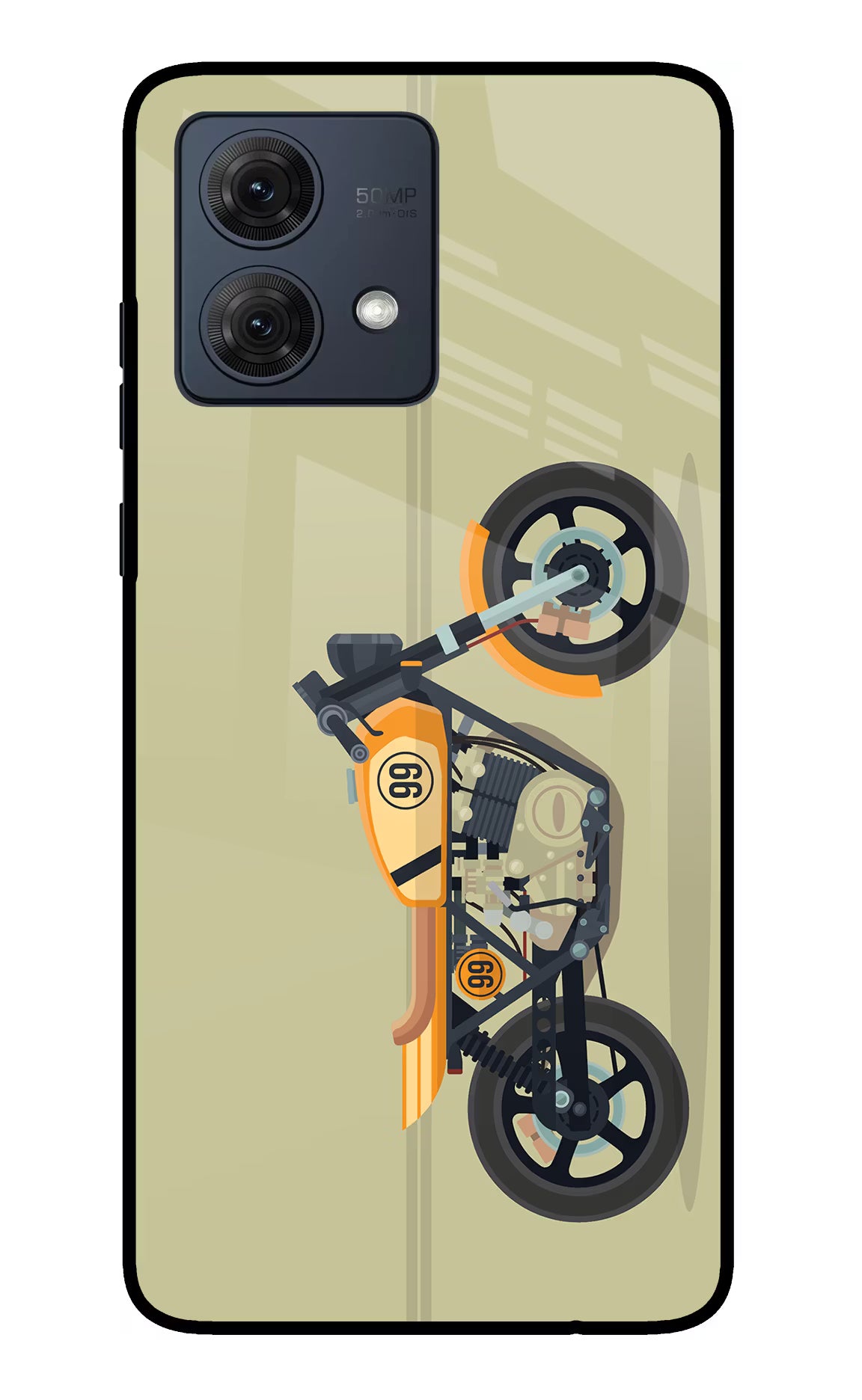 Vertical Speedster Moto G84 5G Glass Case Back Cover by Casekaro