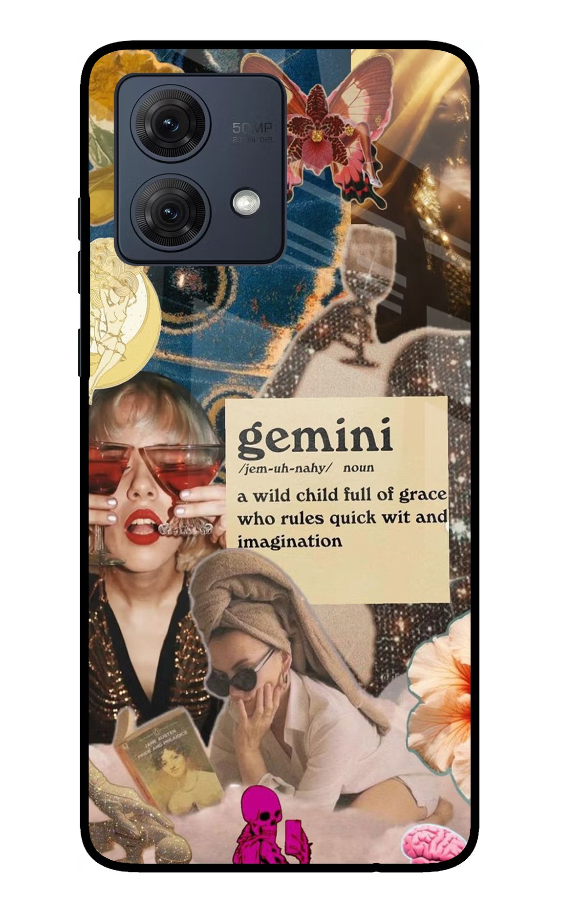 Gemini Zodiac Moto G84 5G Glass Case Back Cover by Casekaro