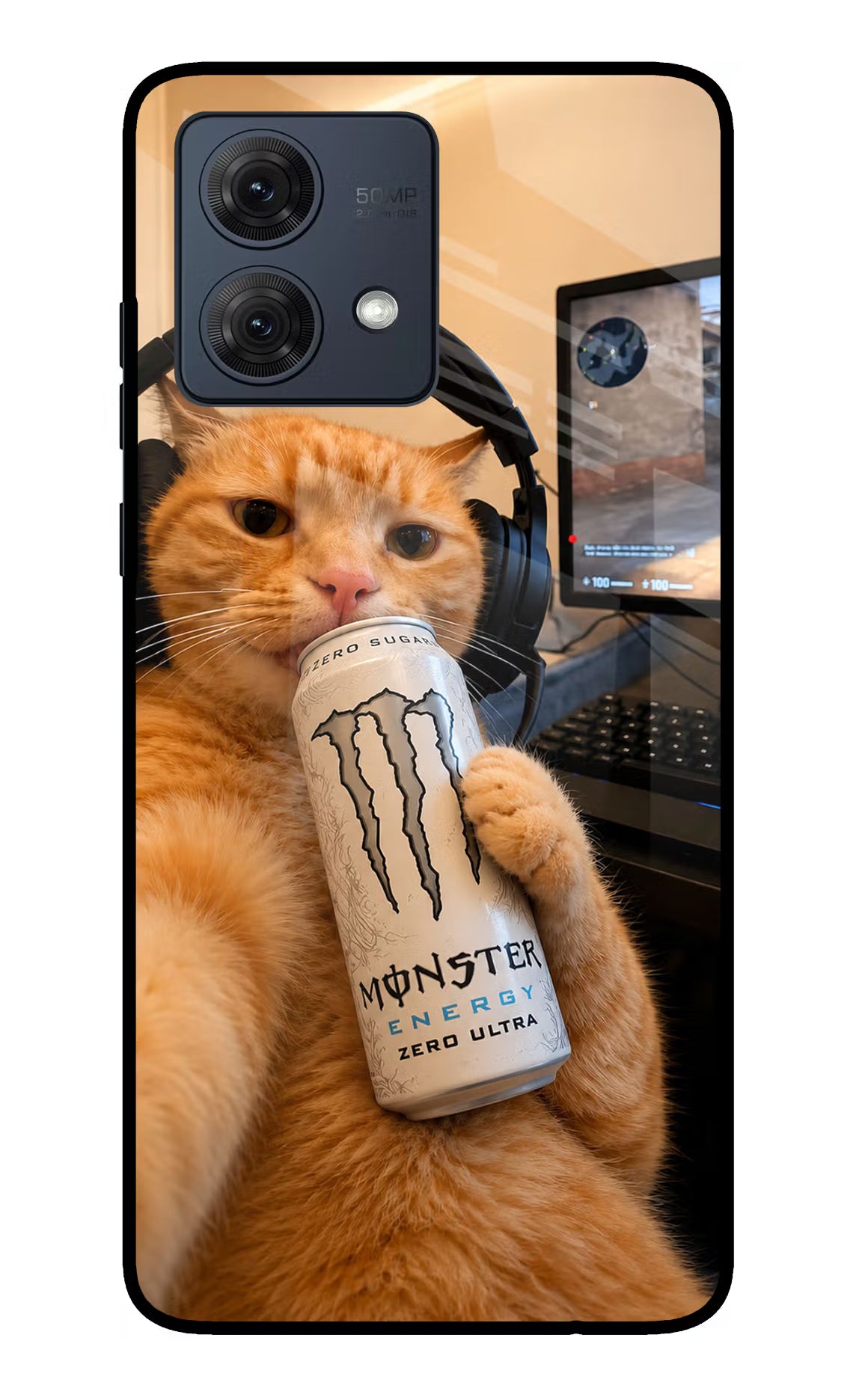 Gamer Cat Energy Moto G84 5G Glass Case